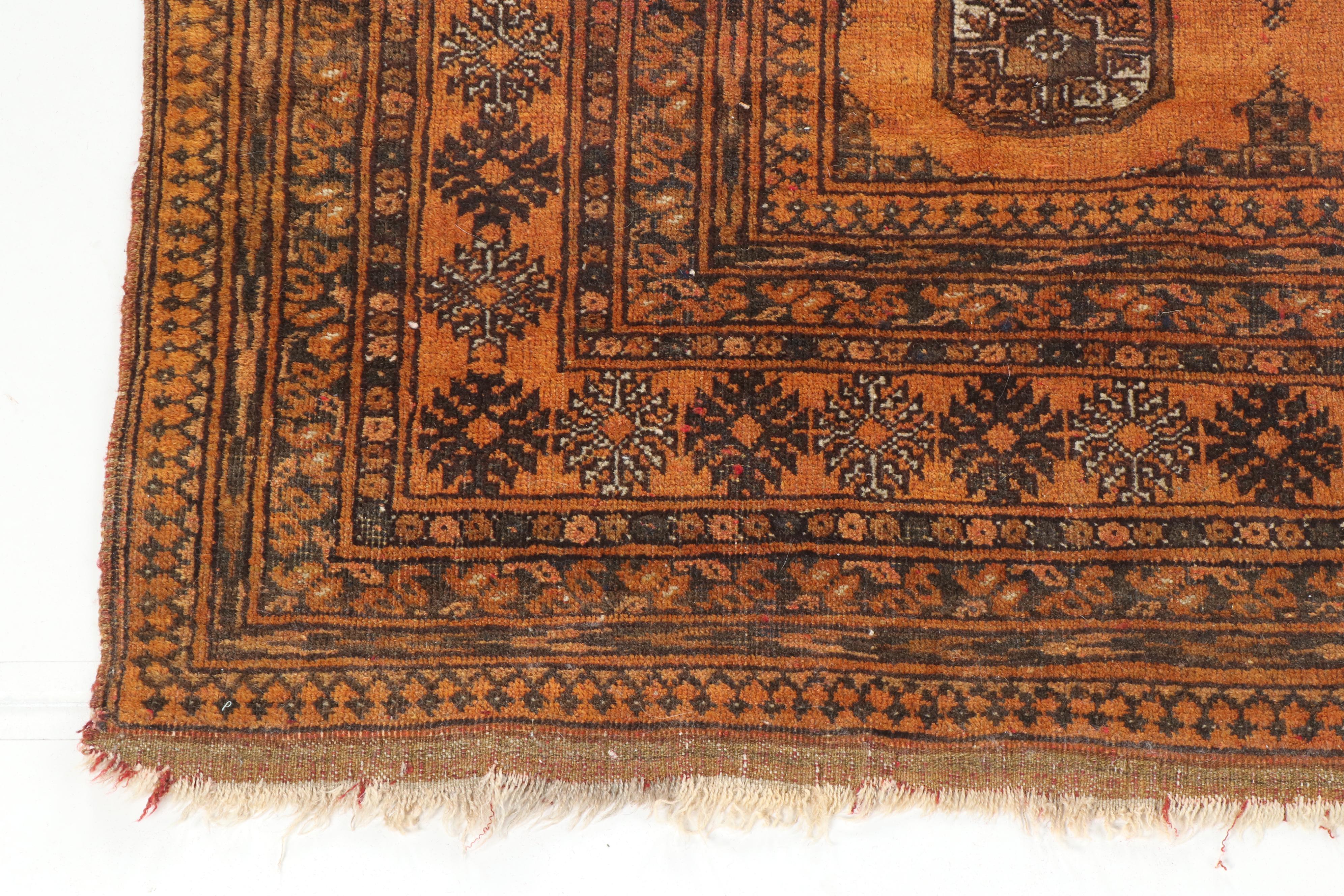 Hand-Knotted Turkmen Bokhara Wool Rug