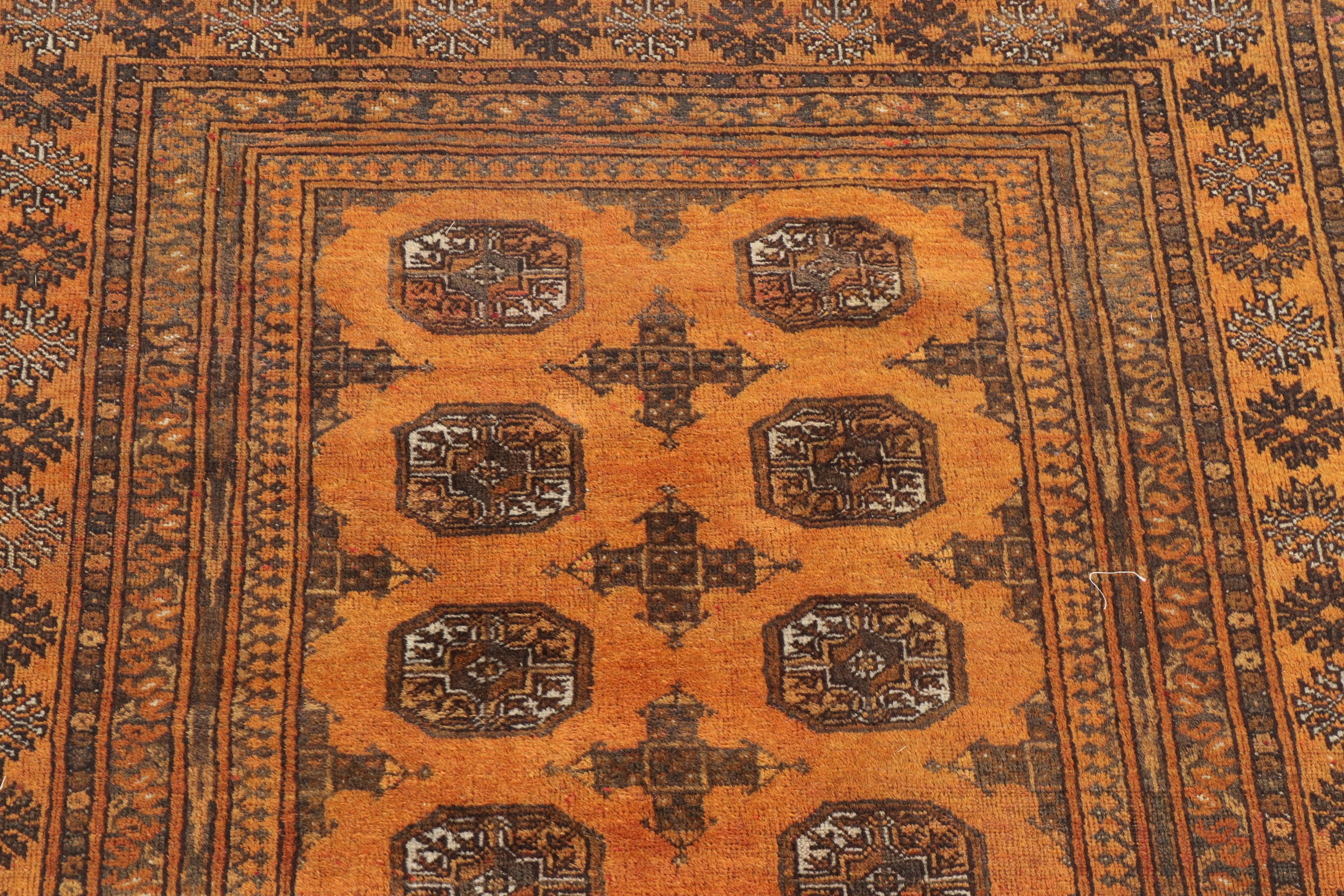 Hand-Knotted Turkmen Bokhara Wool Rug