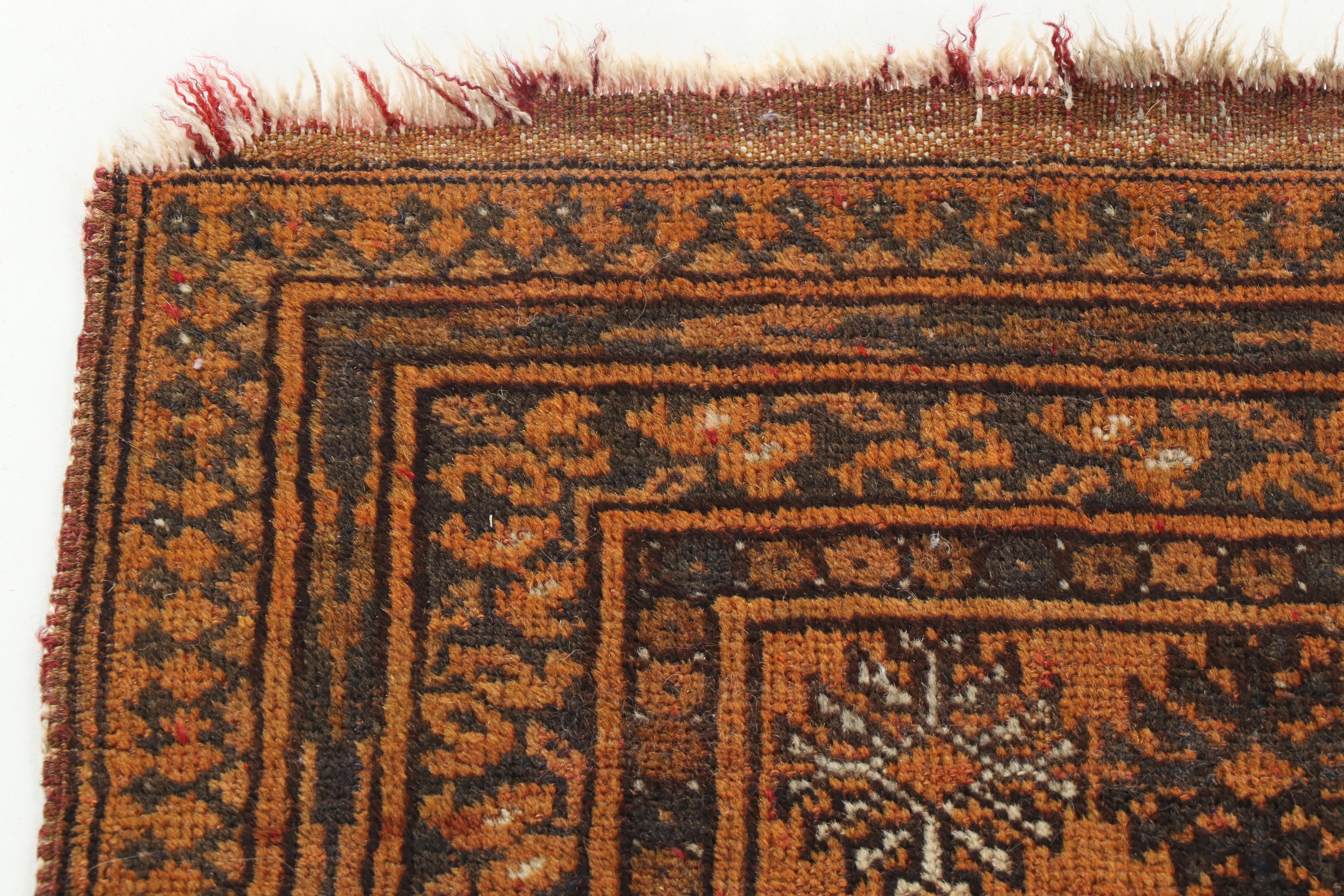 Hand-Knotted Turkmen Bokhara Wool Rug