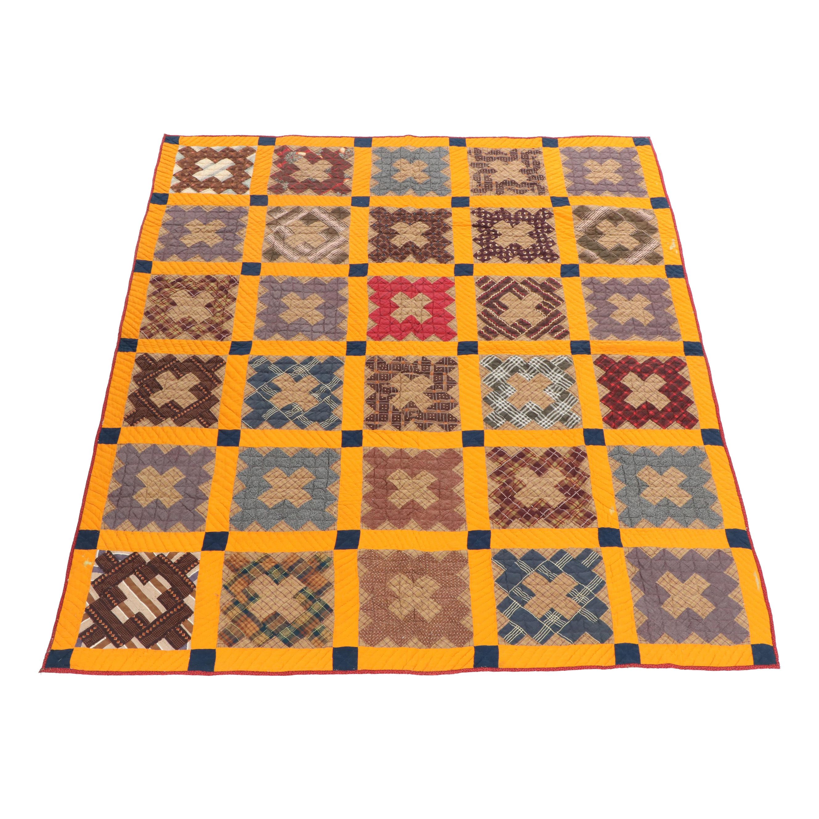 Handmade "Postage Stamp" Block Quilt