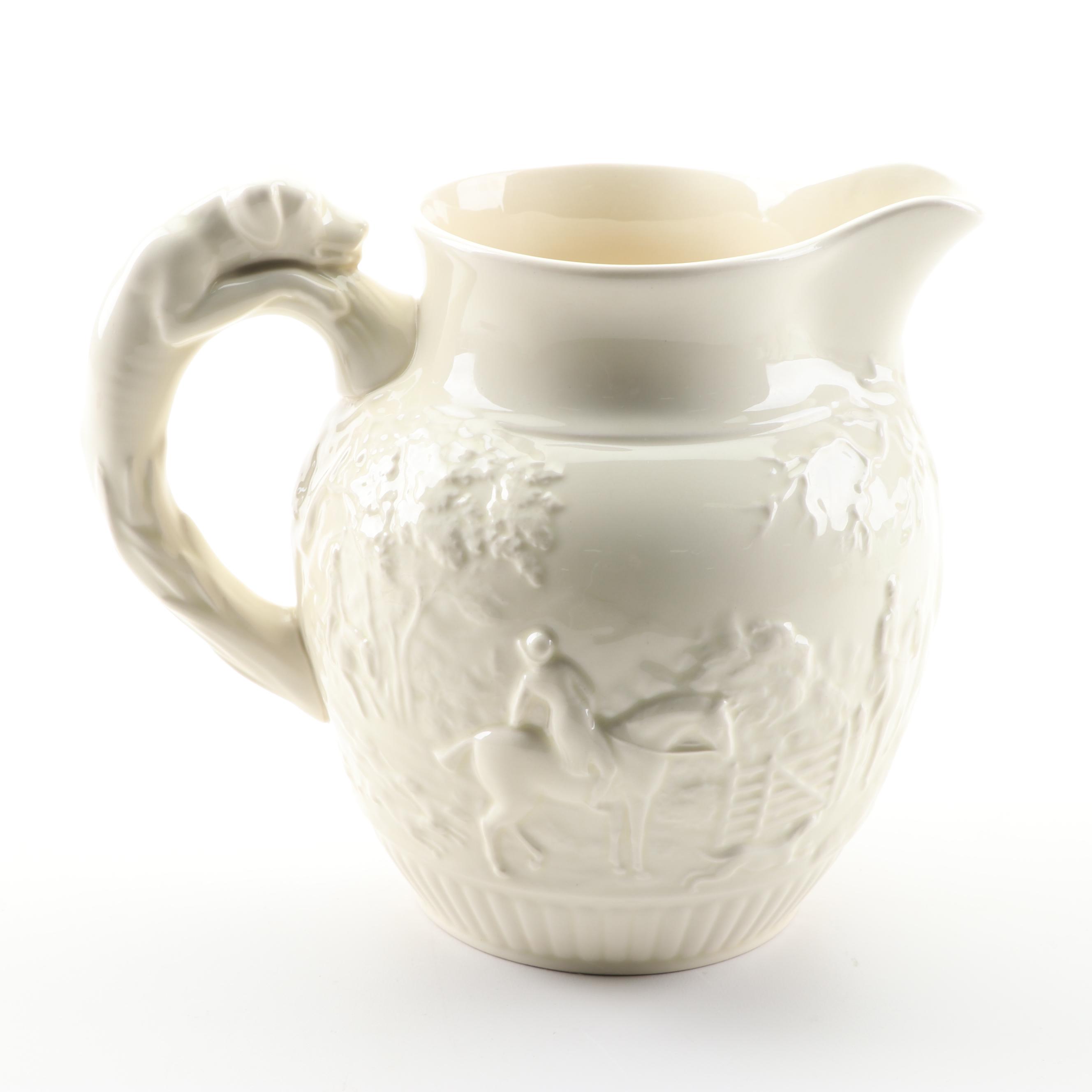 Wedgwood "D'Ye Ken John Peel" Equestrian Motif Earthenware Pitchers, Mid-Century