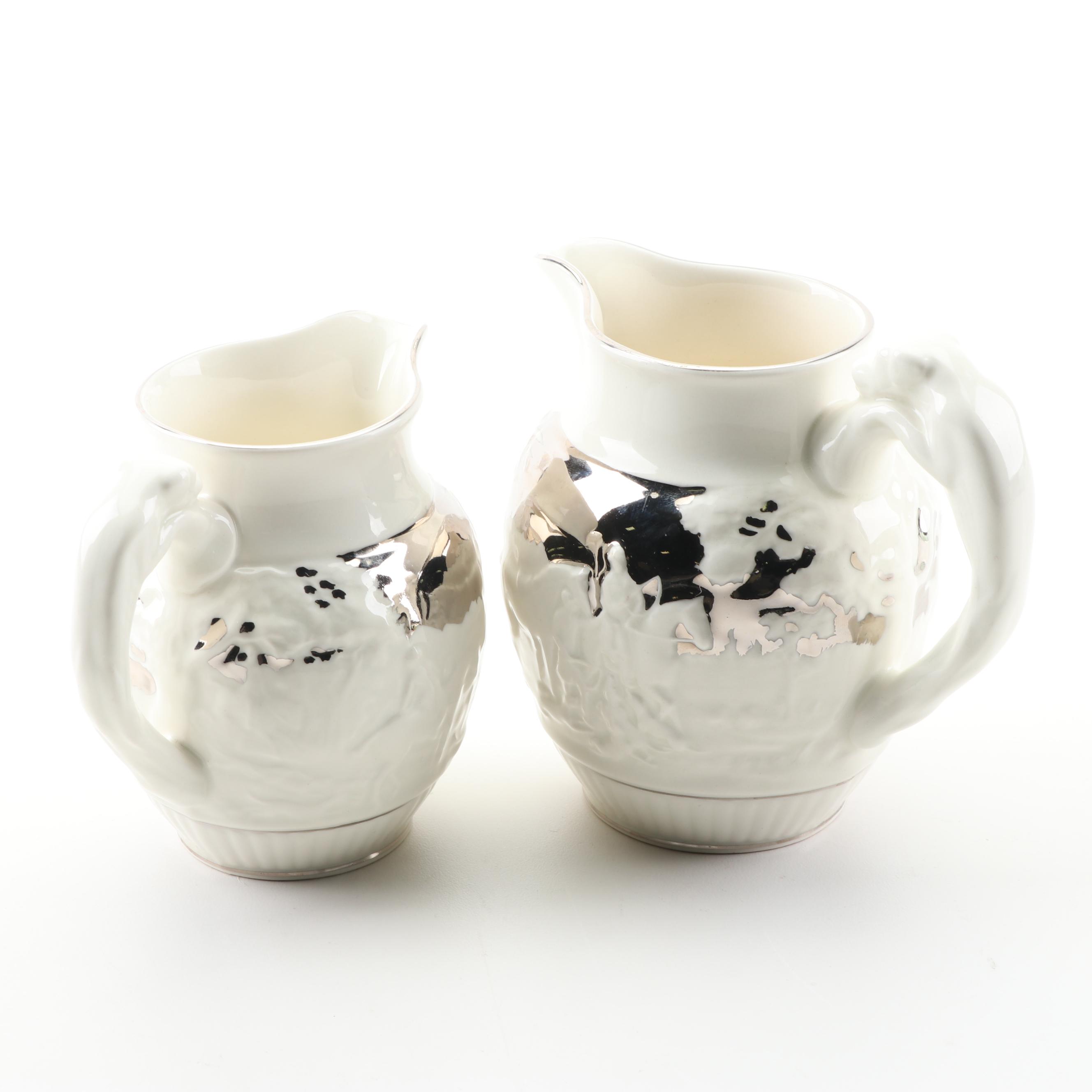 Wedgwood "D'Ye Ken John Peel" Equestrian Motif Earthenware Pitchers, Mid-Century