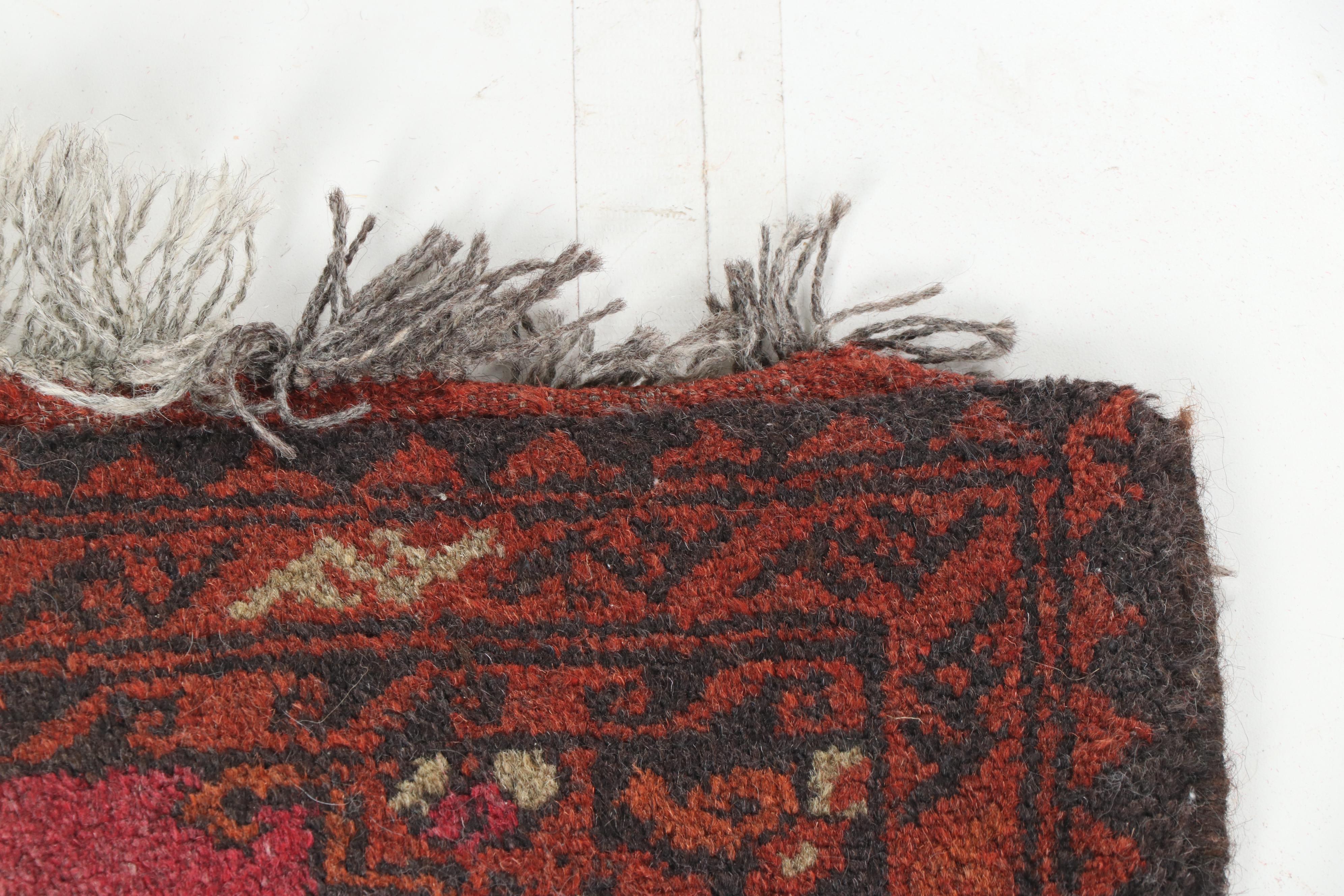 Hand-Knotted Afghani Baluch Wool Rug