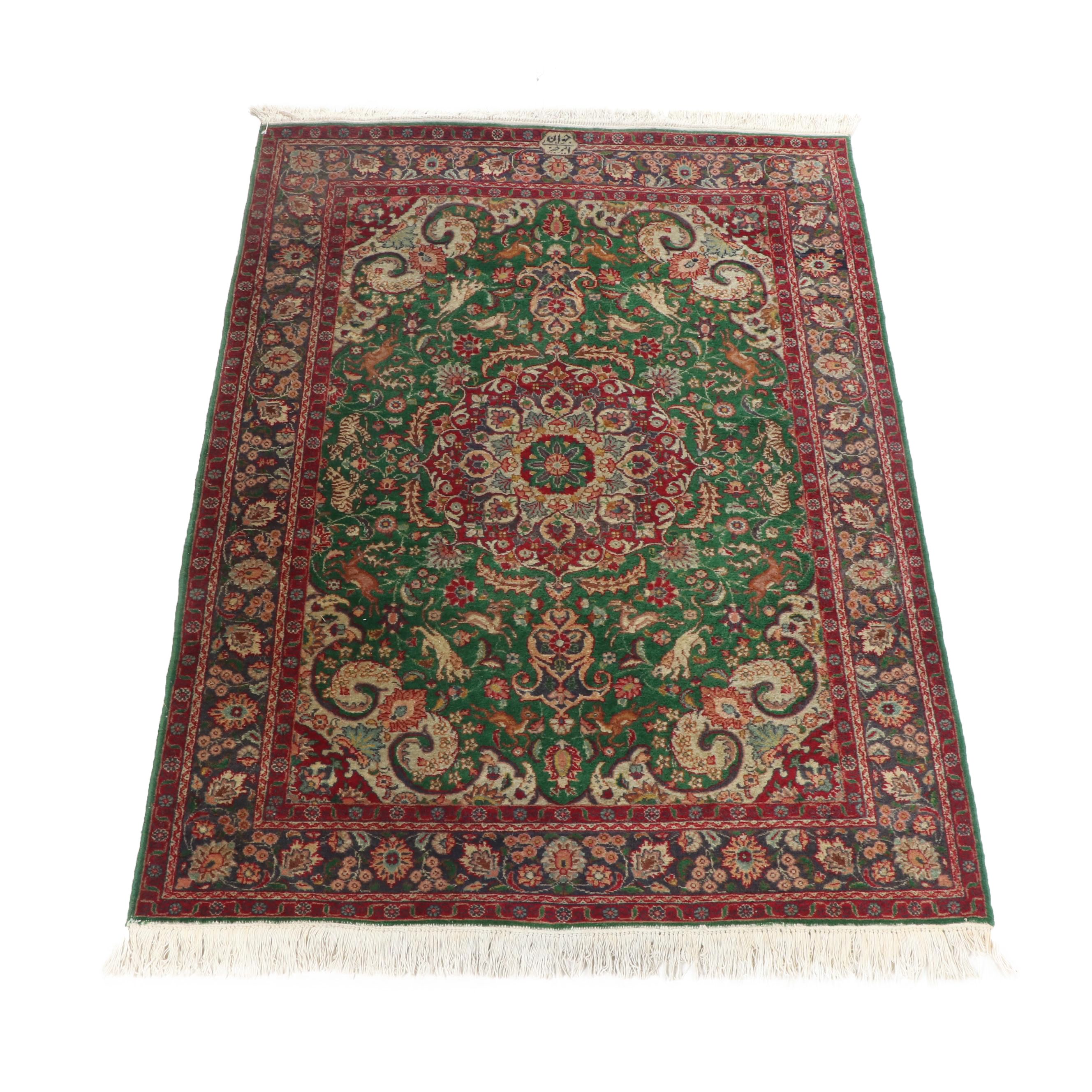 Hand-Knotted Indo-Persian Wool Rug