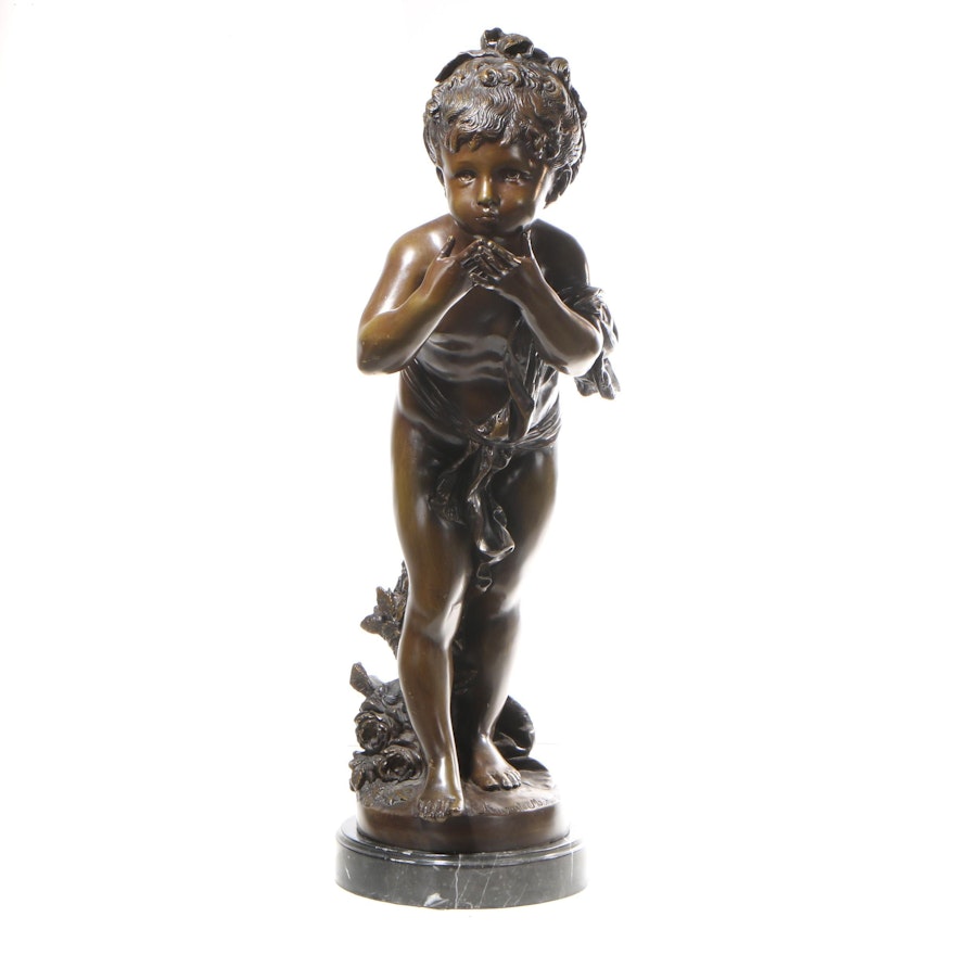 Metal Sculpture of Child after Auguste Moreau