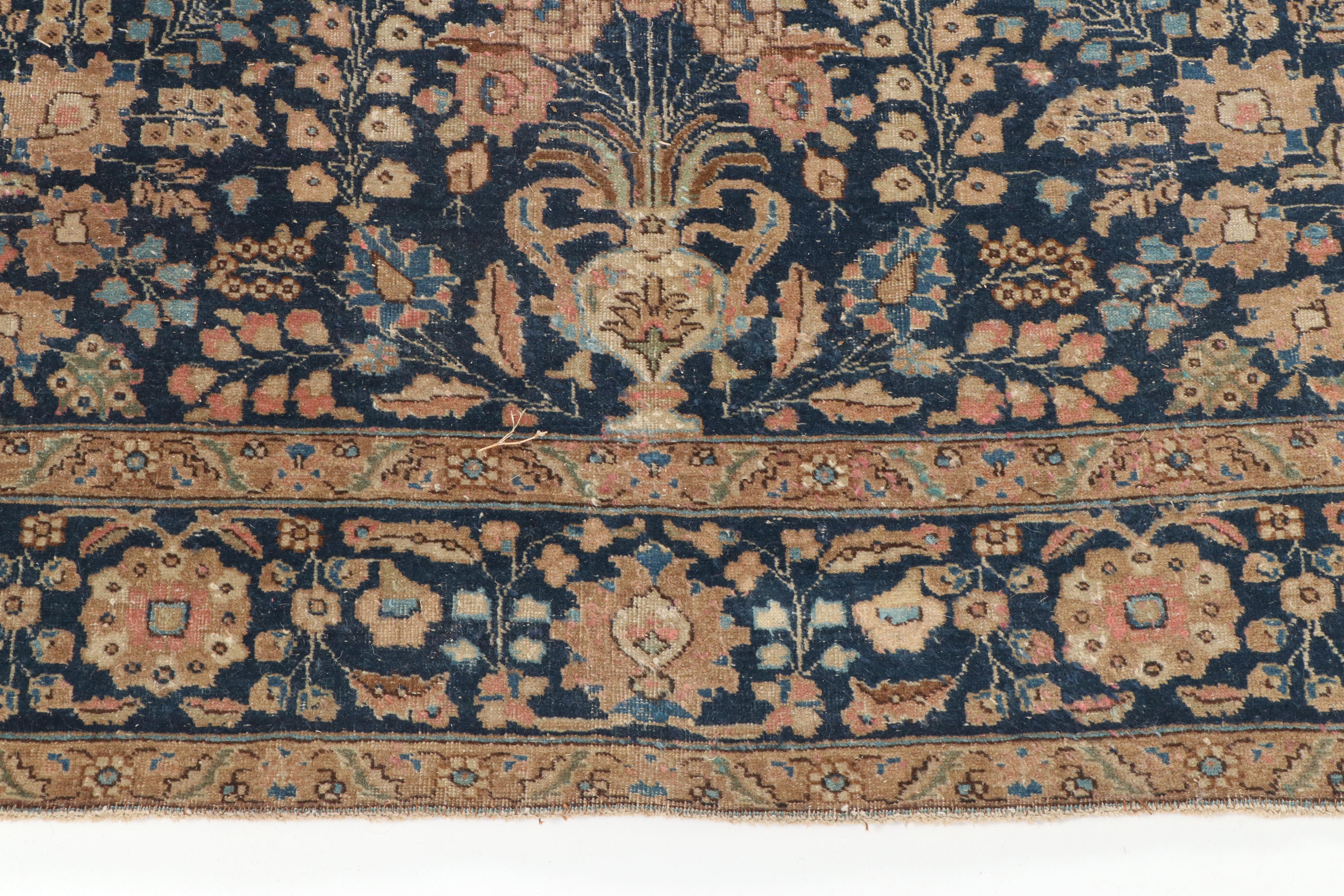 Hand-Knotted Persian Yazd Wool Rug