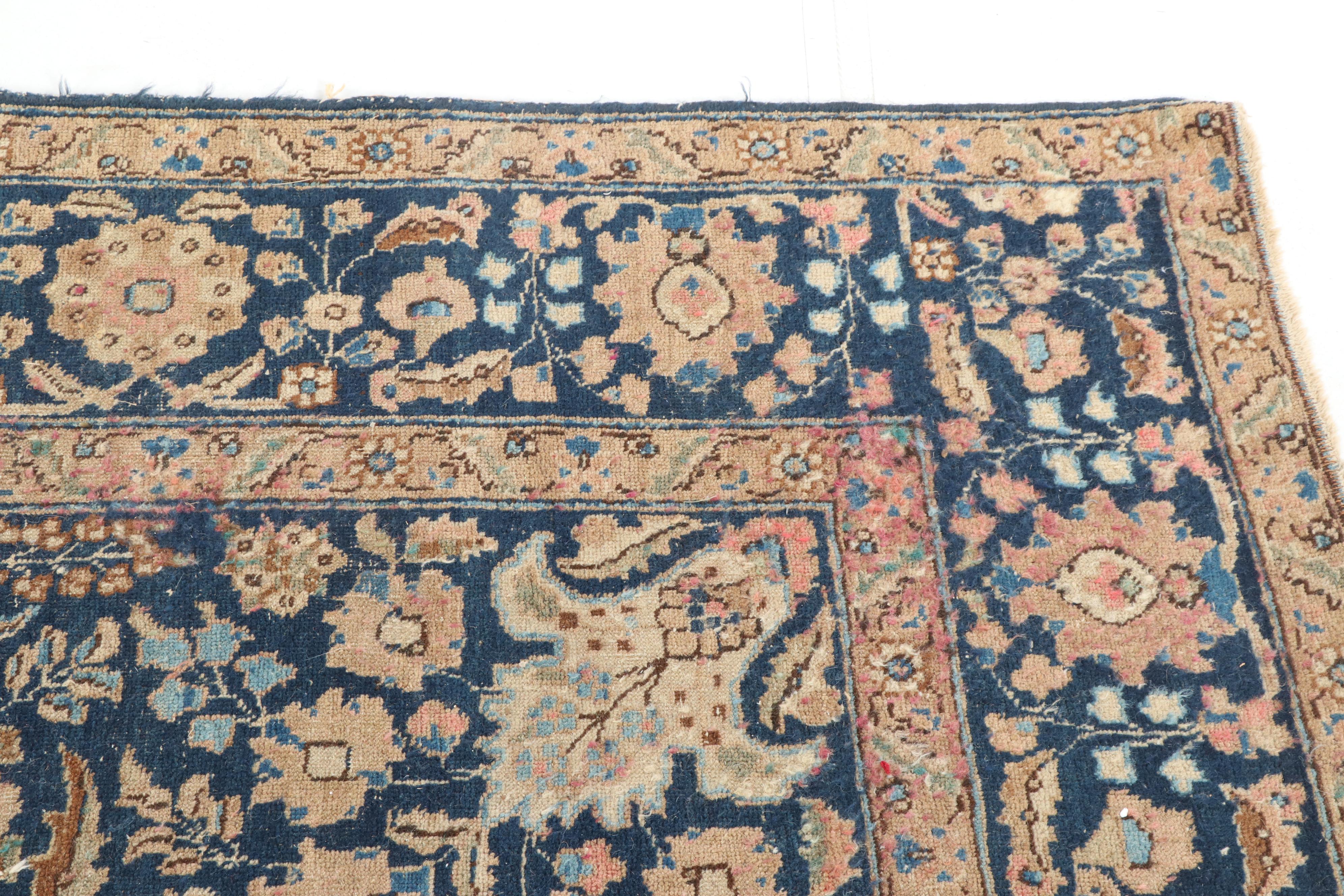 Hand-Knotted Persian Yazd Wool Rug