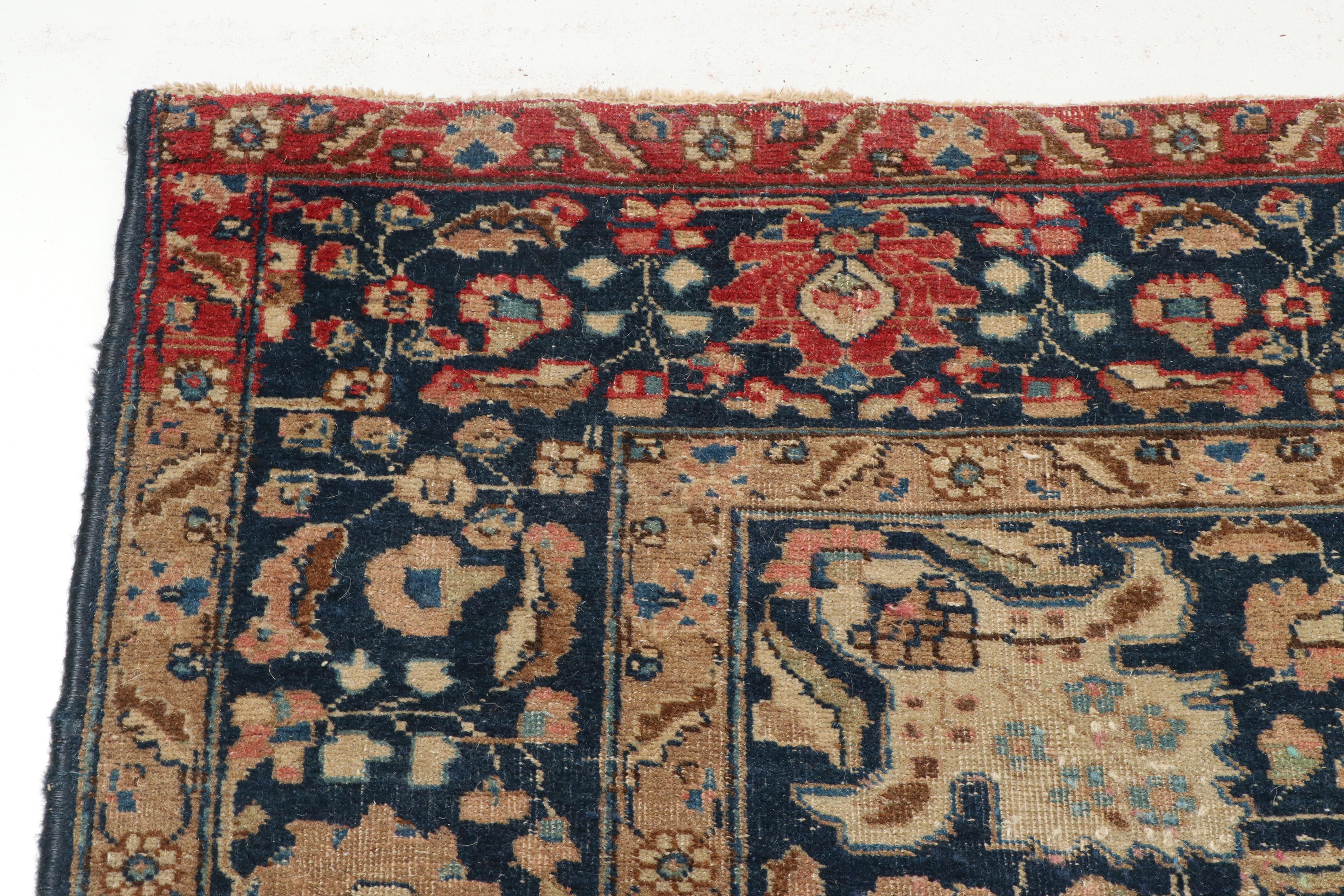 Hand-Knotted Persian Yazd Wool Rug