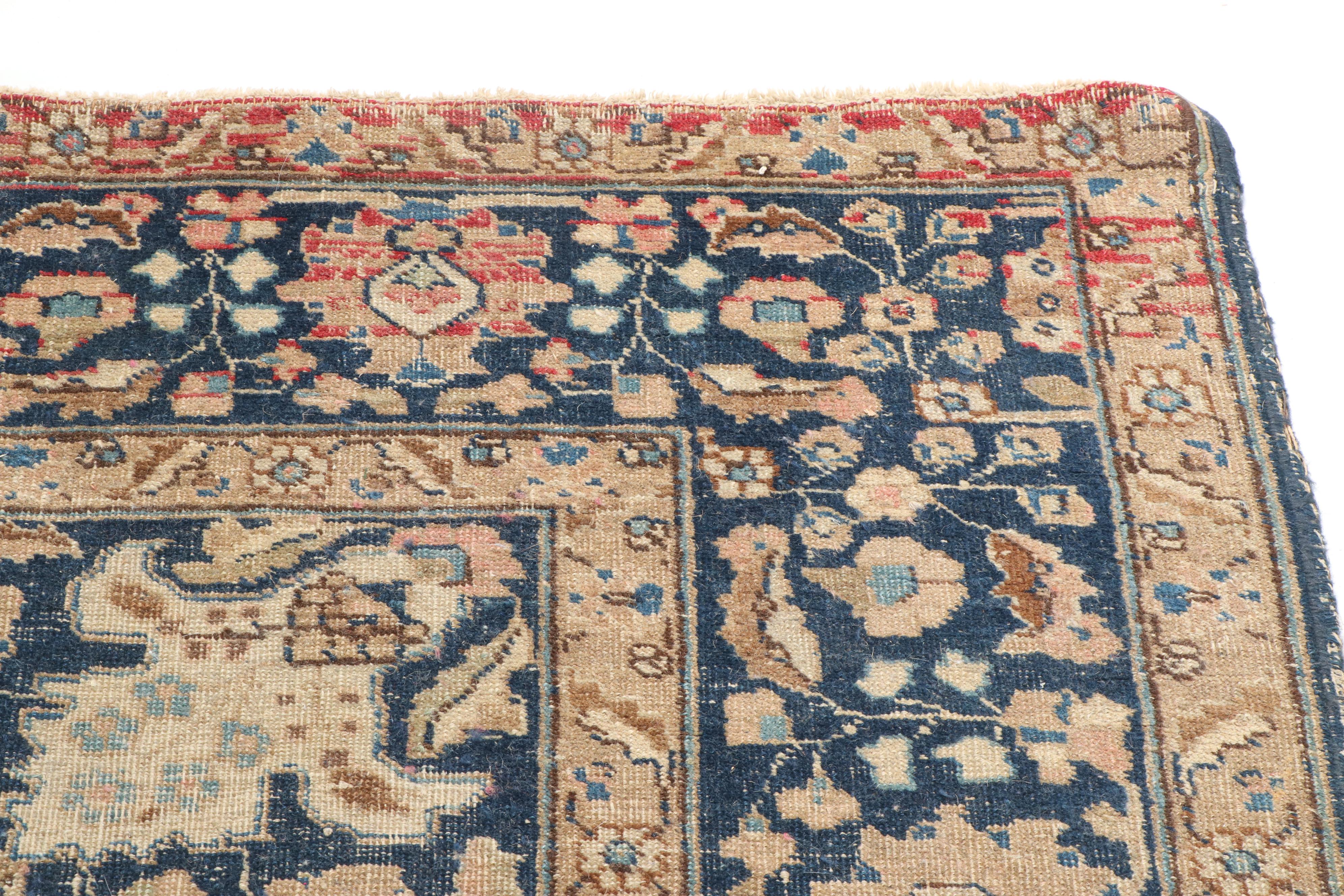 Hand-Knotted Persian Yazd Wool Rug