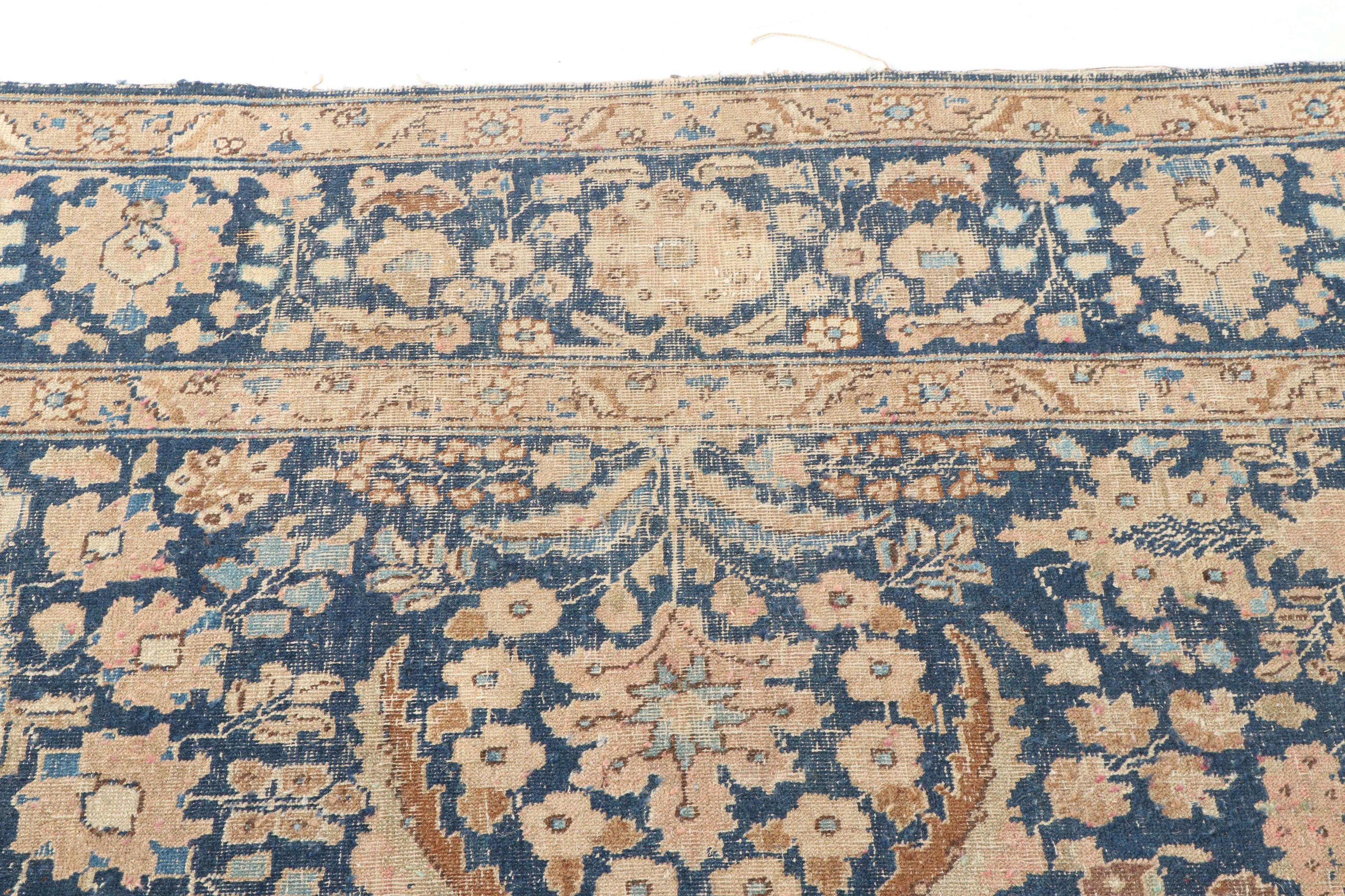 Hand-Knotted Persian Yazd Wool Rug