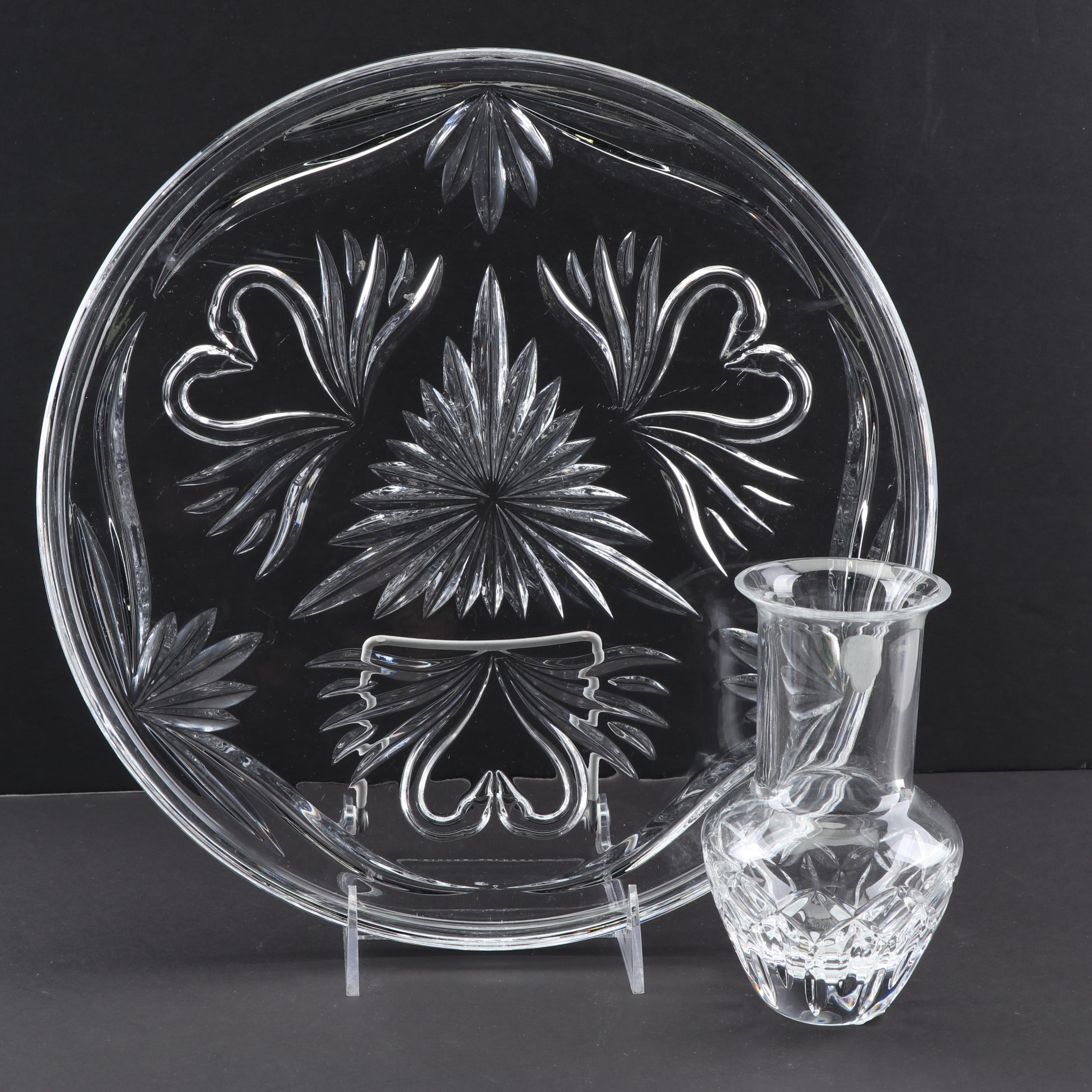 Waterford Crystal "Wedding Collection" Cake Plate and "Lola" Posy Vase