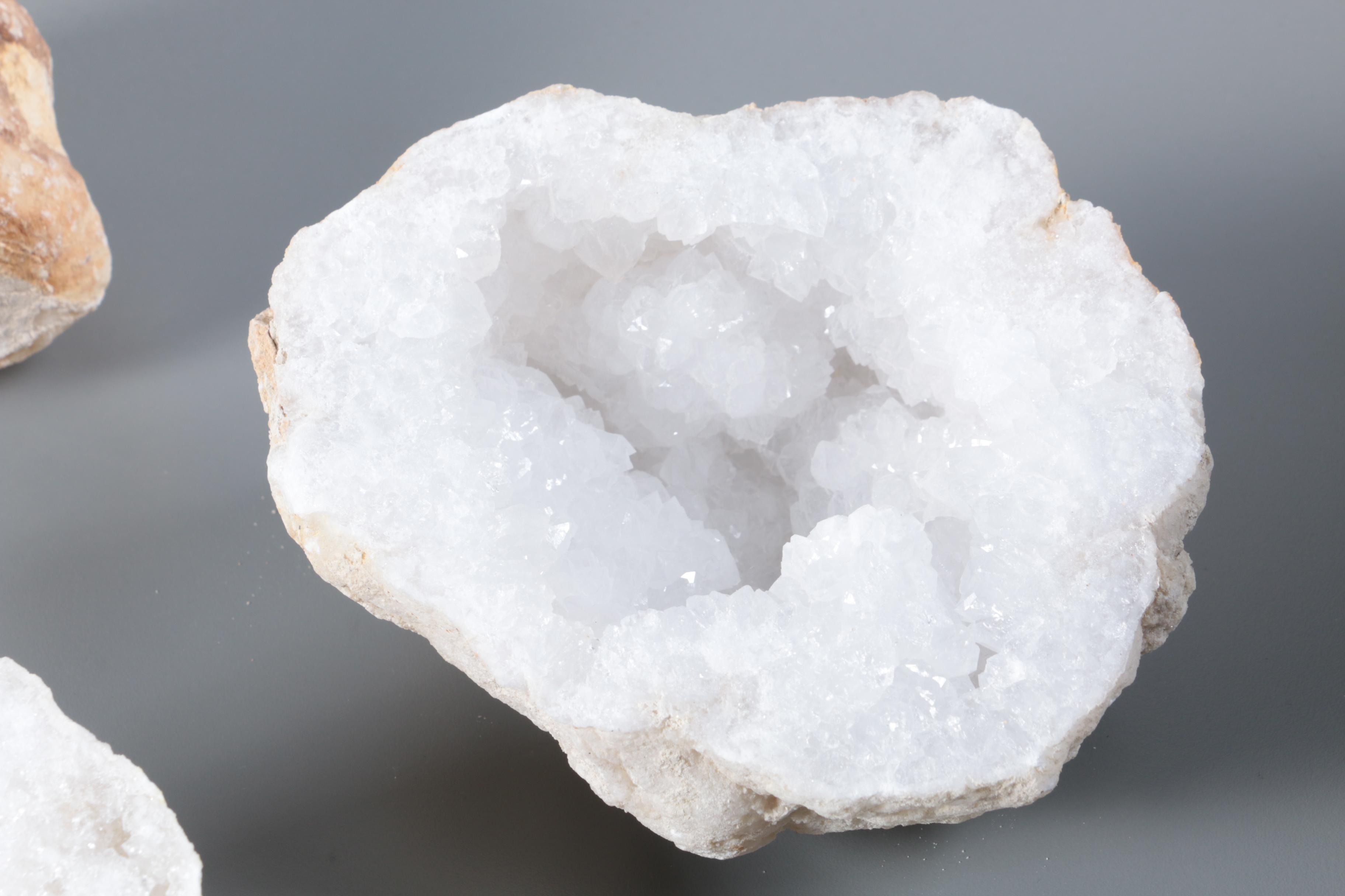 Moroccan White Quartz Geode Specimens