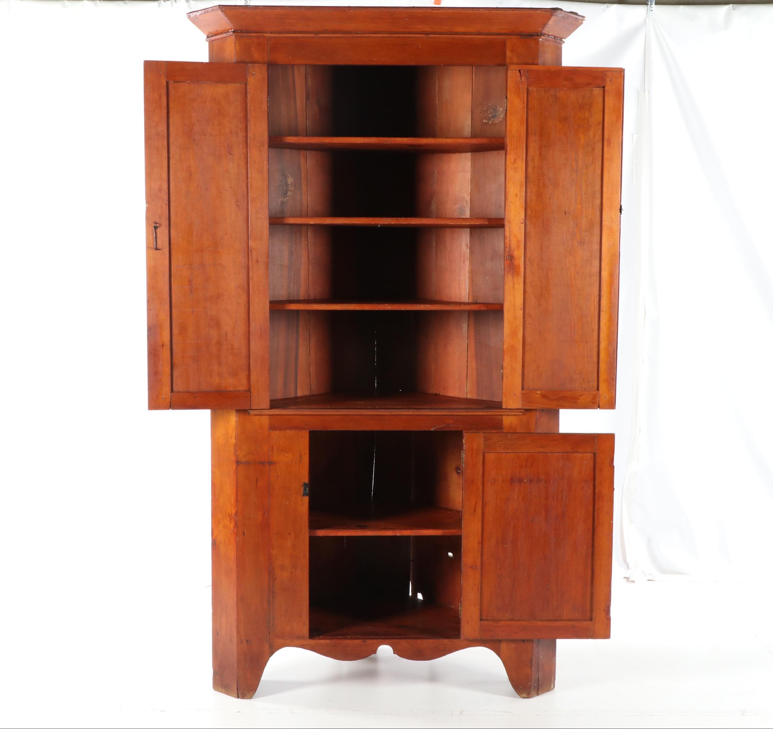 Cherrywood Corner Cabinet, Early 20th Century