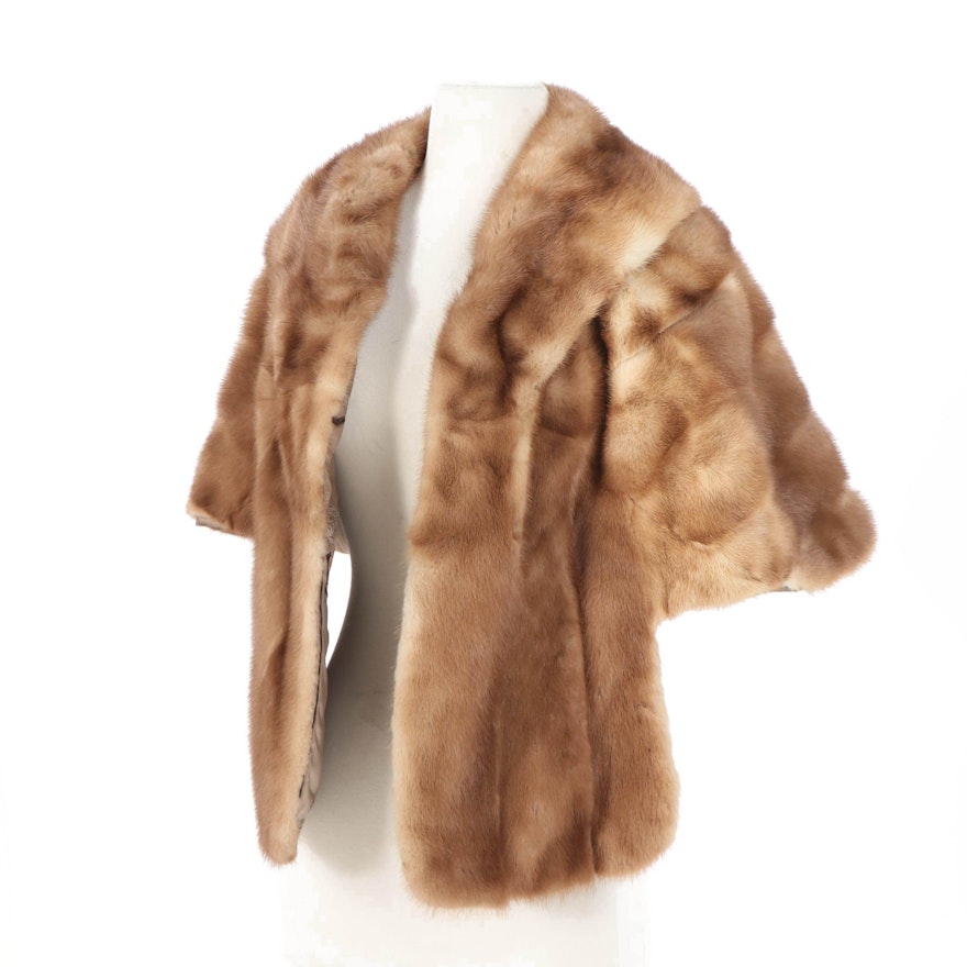 Women's Vintage Emba Autumn Haze Natural Brown Mink Fur Stole