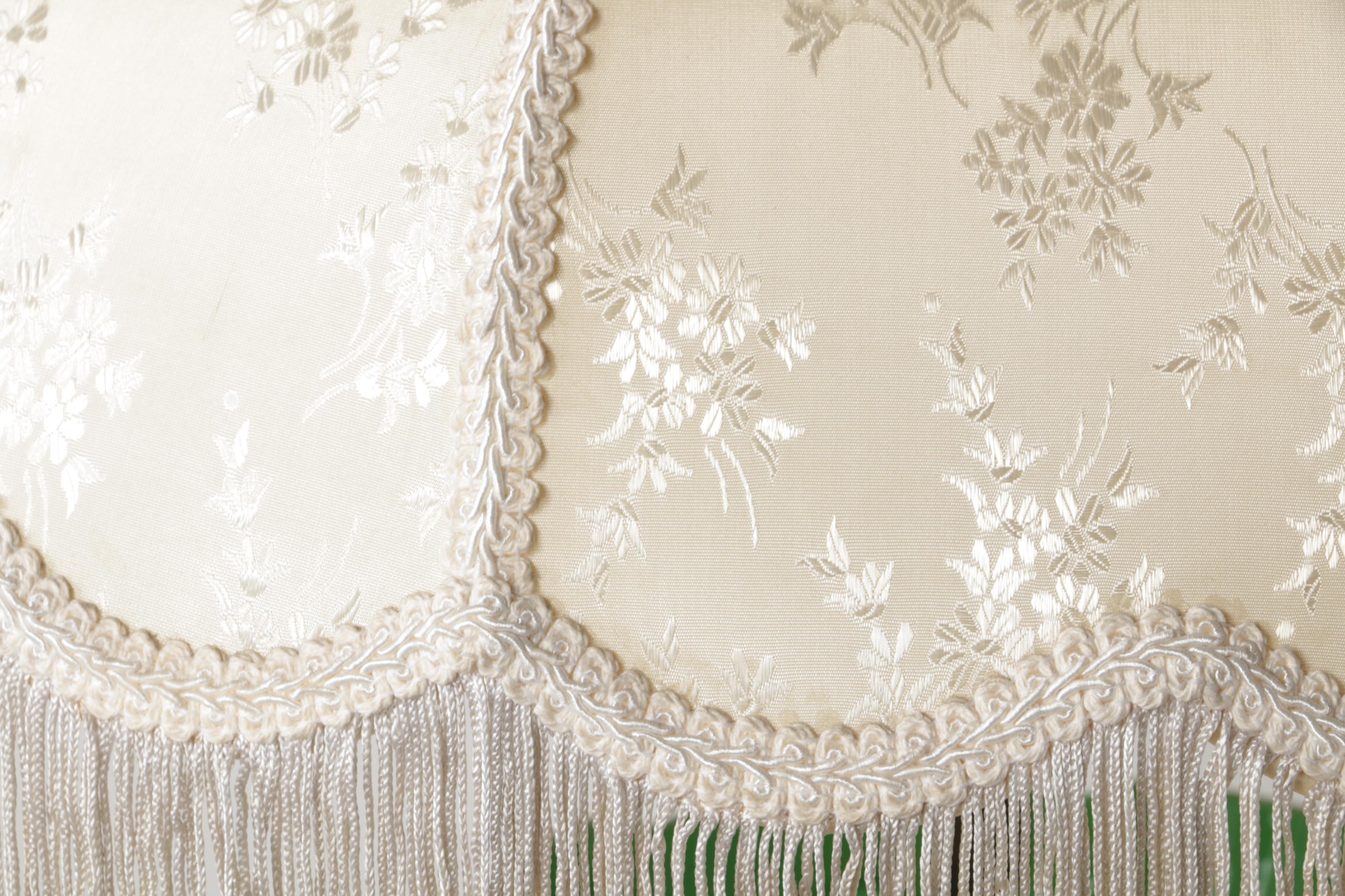 Bohemian Hand-Painted Cased Glass Table Lamp with Scalloped Shade, Circa 1940