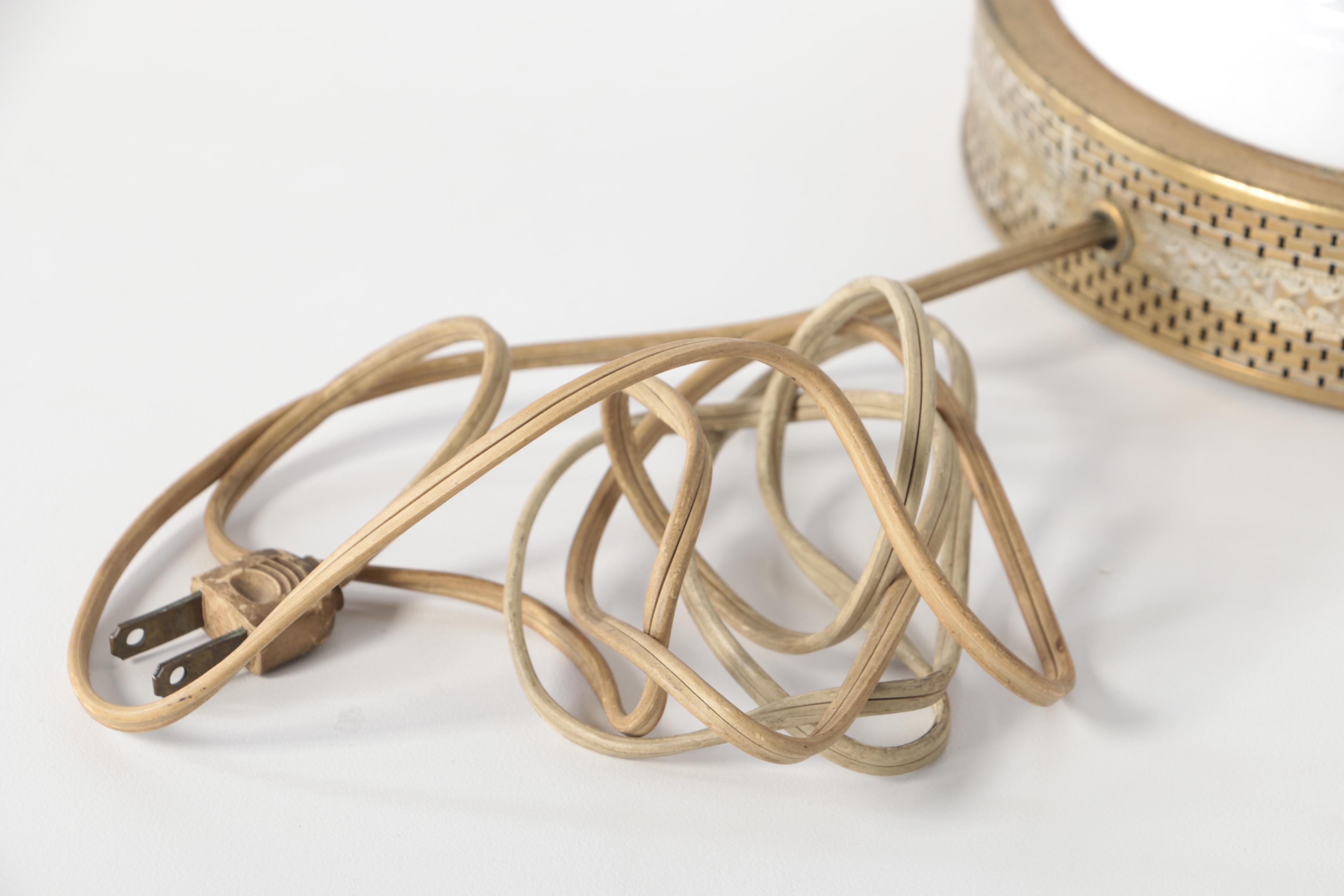 Bohemian Hand-Painted Cased Glass Table Lamp with Scalloped Shade, Circa 1940