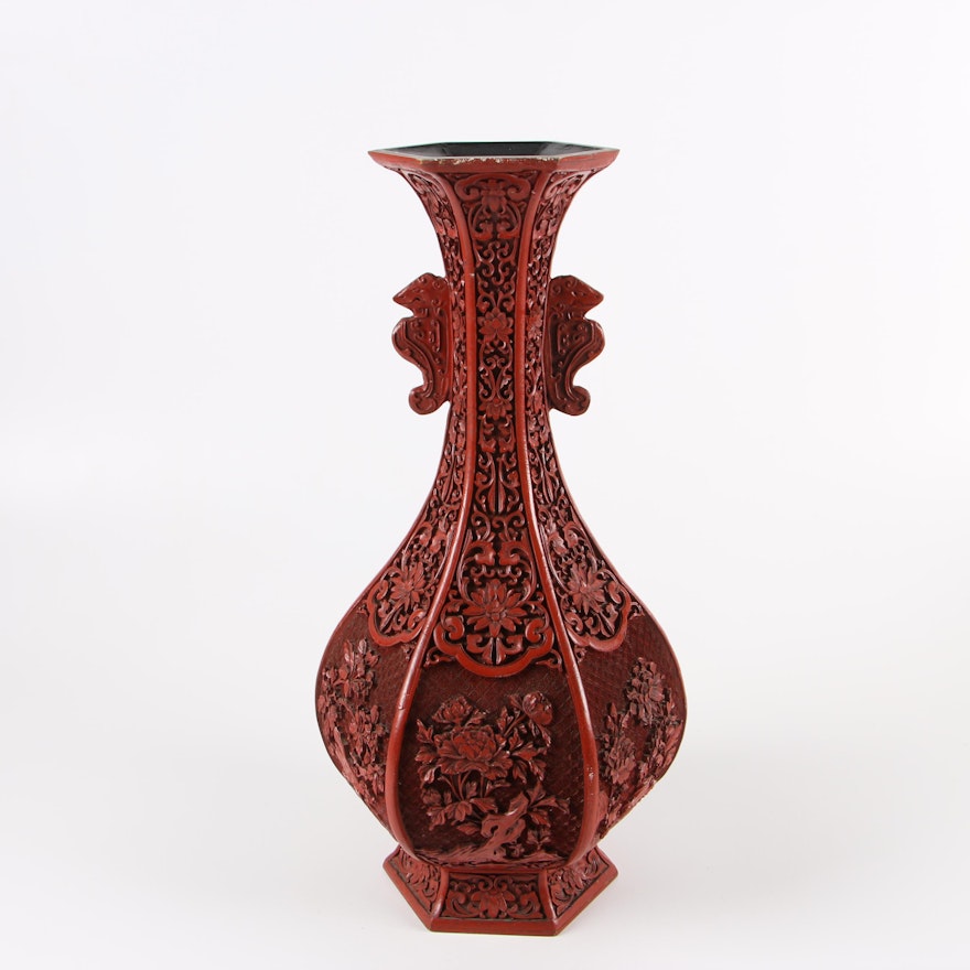 Chinese Resin Faux Cinnabar Vase