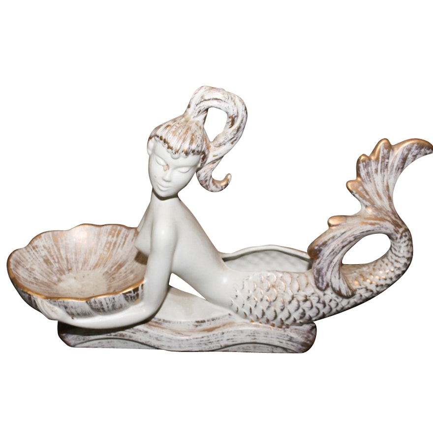 Royal Haeger "Gold Tweed" Mermaid Planter, Mid-Century