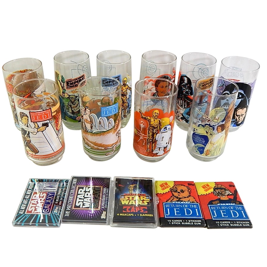 "Star Wars" Collectibles with Burger King Glasses, Milk Caps, Trading Cards