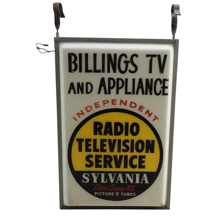 Vintage "Billings TV and Appliance" Lighted Sign