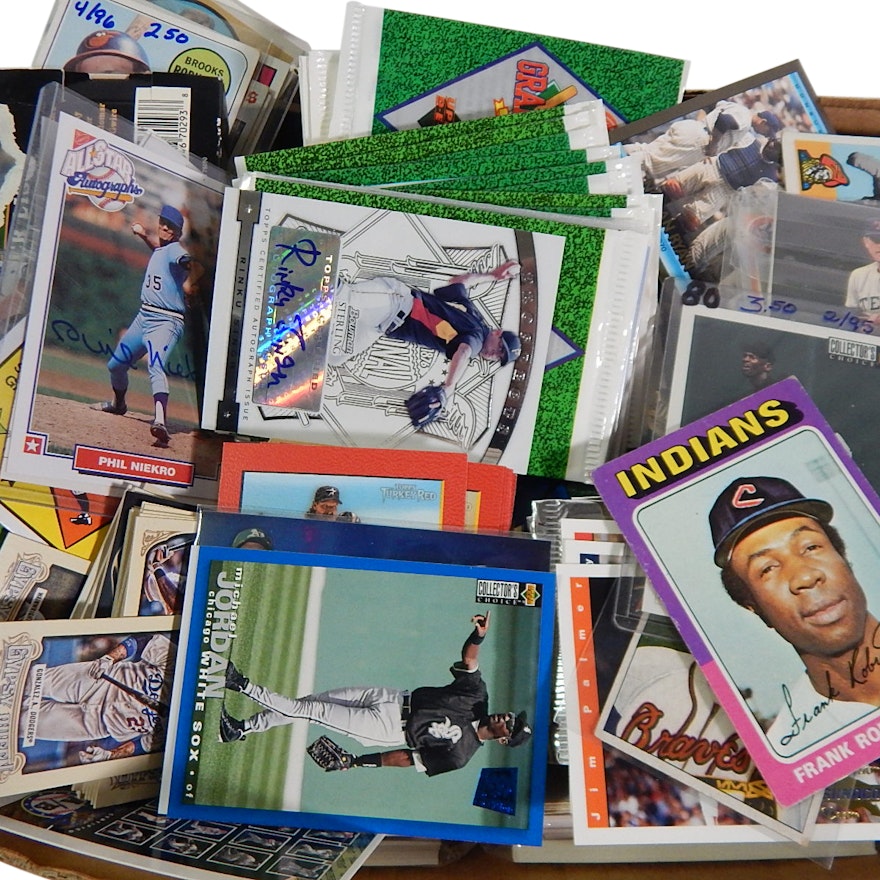 Box Full of Sport Cards with Stars, Cards from 1960s, 1950 Bowman Sid Gordon