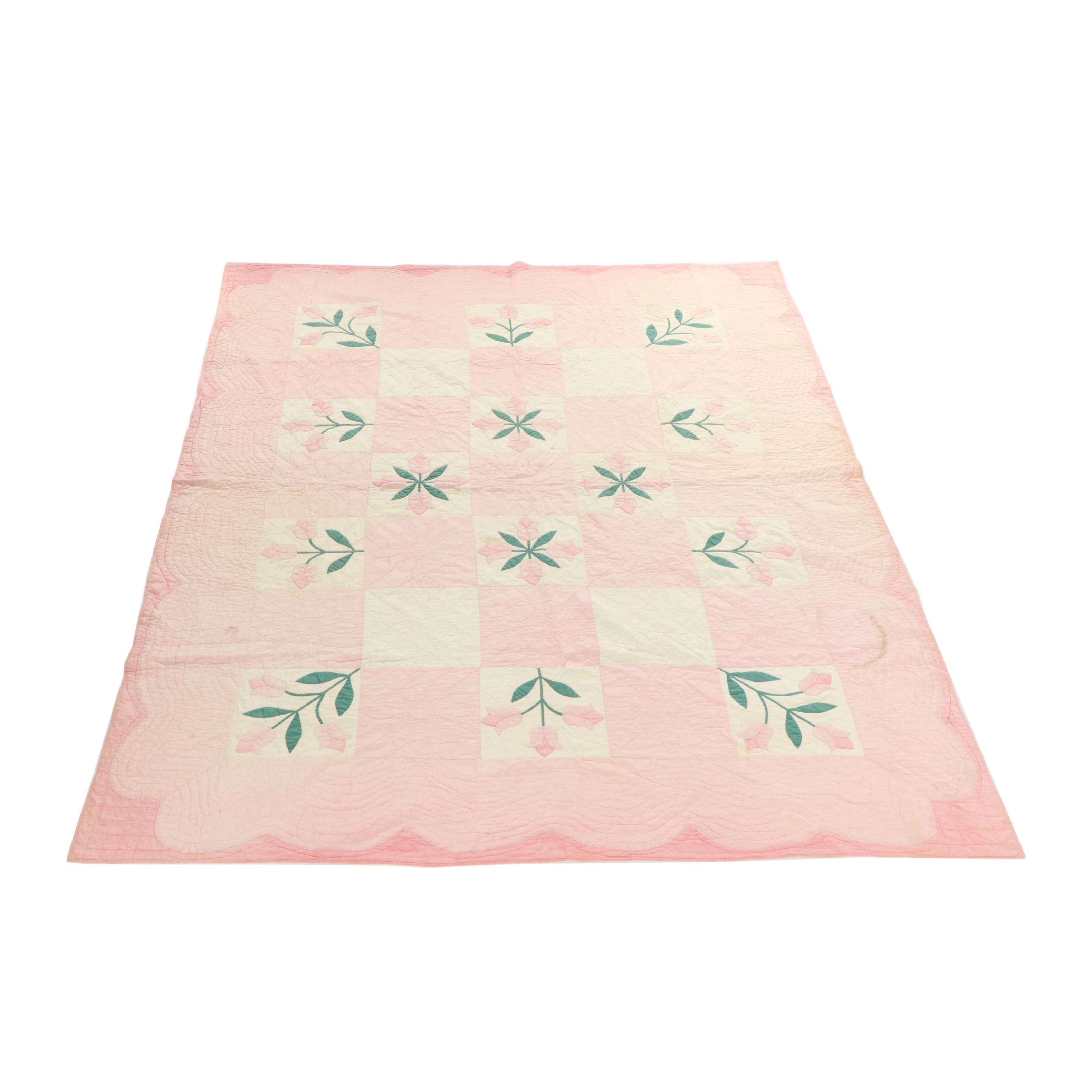 Handmade "Tulip" Applique Quilt