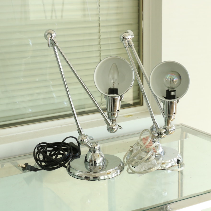 Modernist Chrome Finish Adjustable Desk Lamps