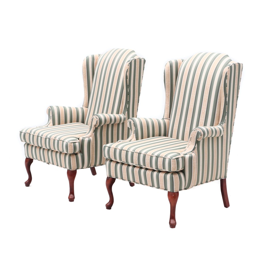 Upholstered Wing Back Arm Chairs
