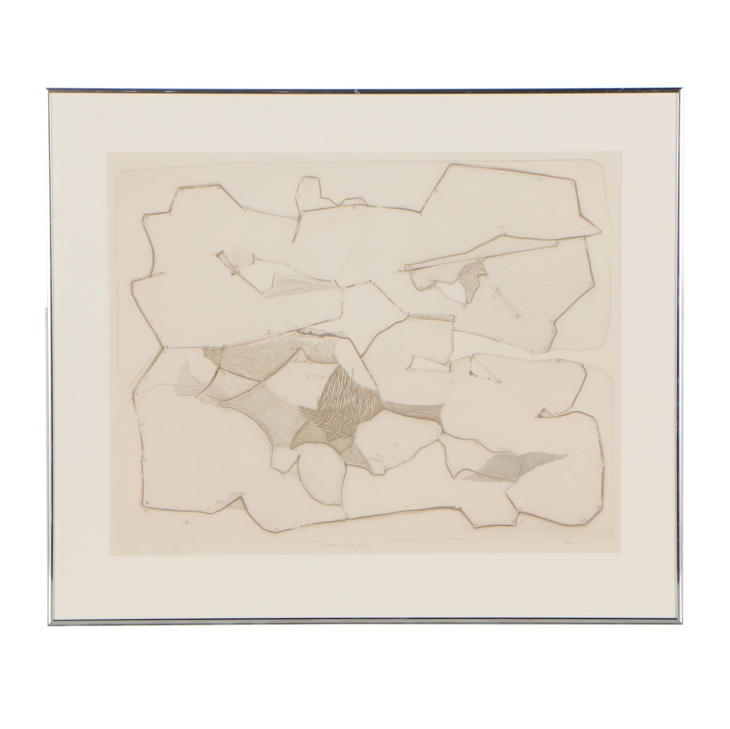 Paolo Boni 1961 Embossed Etching "Anatomie Automnale"