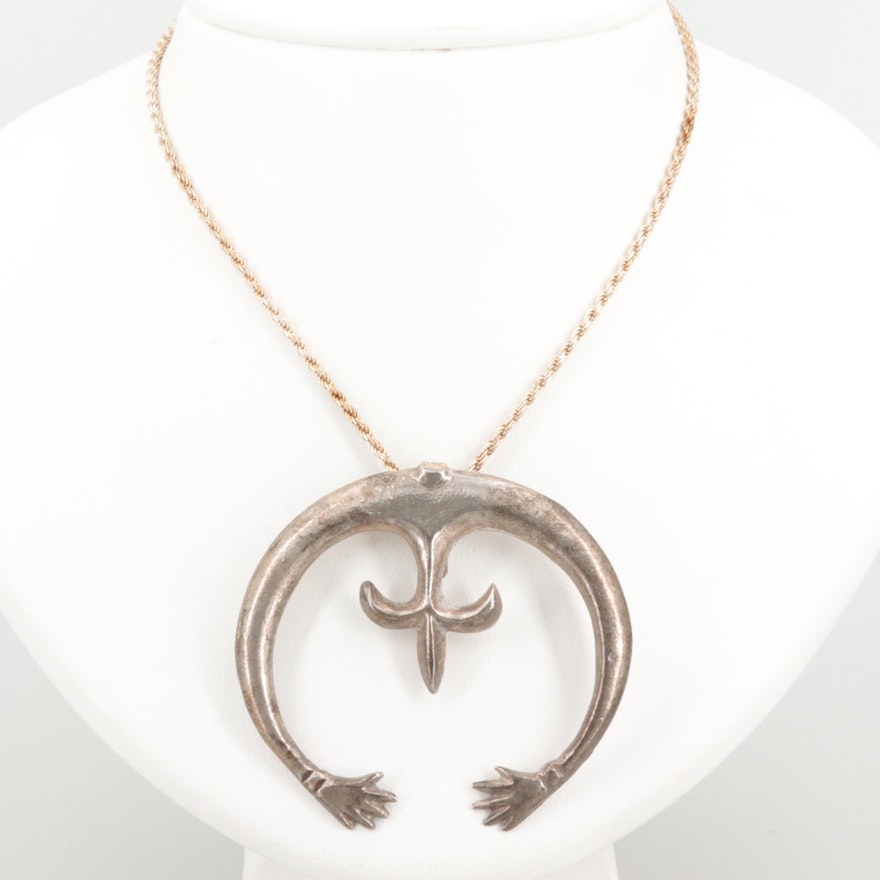 Sterling Silver Naja Style Pendant Necklace