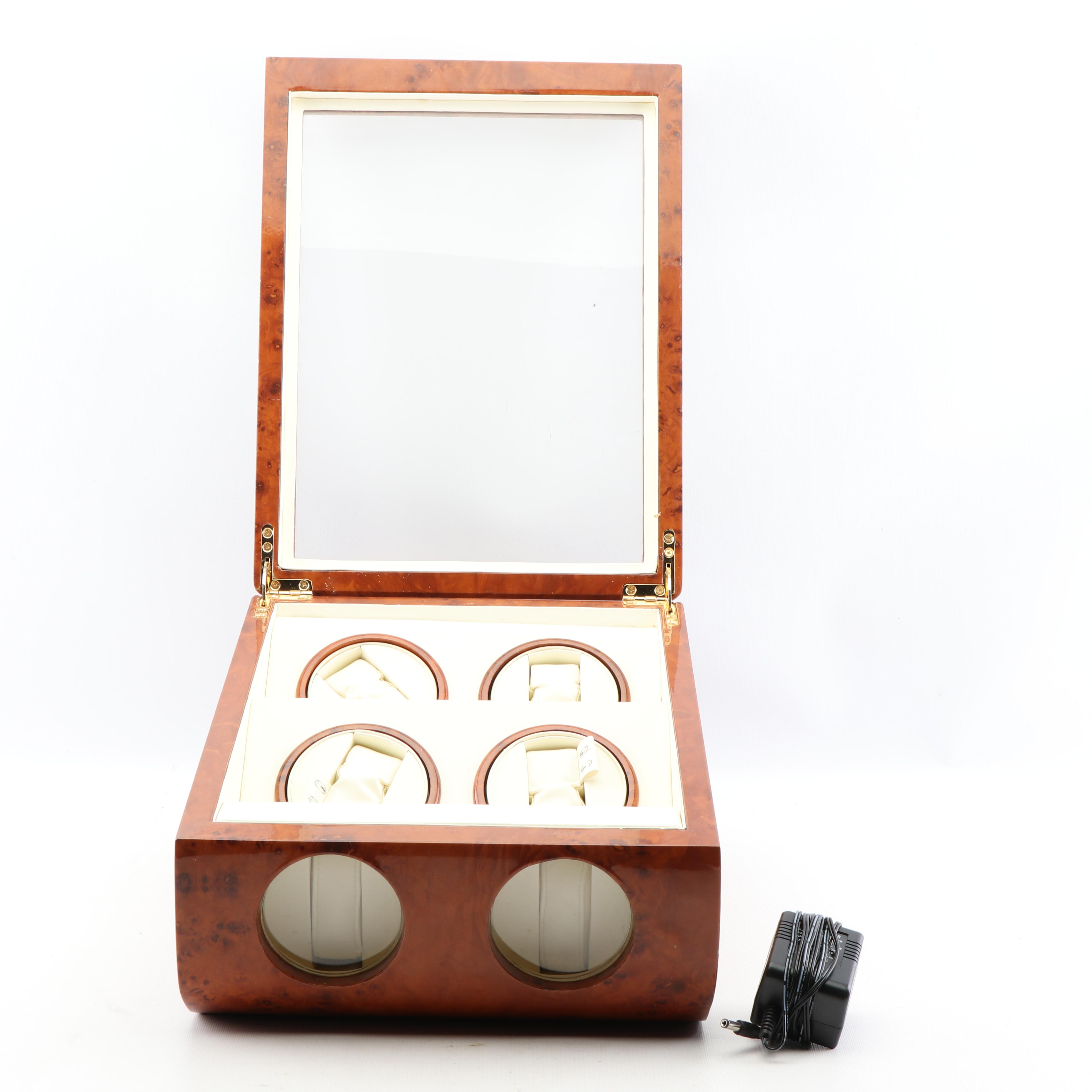 Steinhausen Executive Collection Burl Wood Quad Watch Winder Display