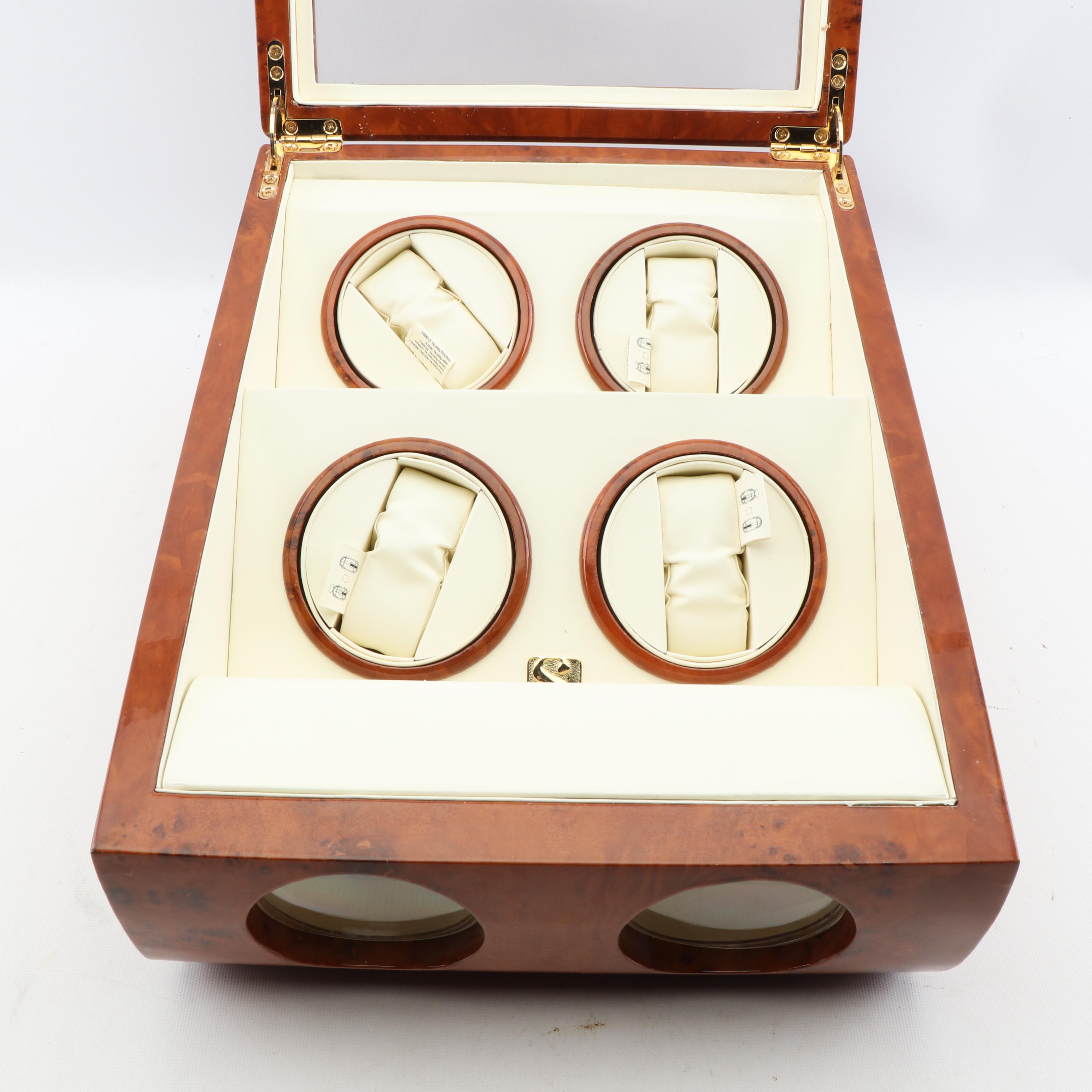 Steinhausen Executive Collection Burl Wood Quad Watch Winder Display