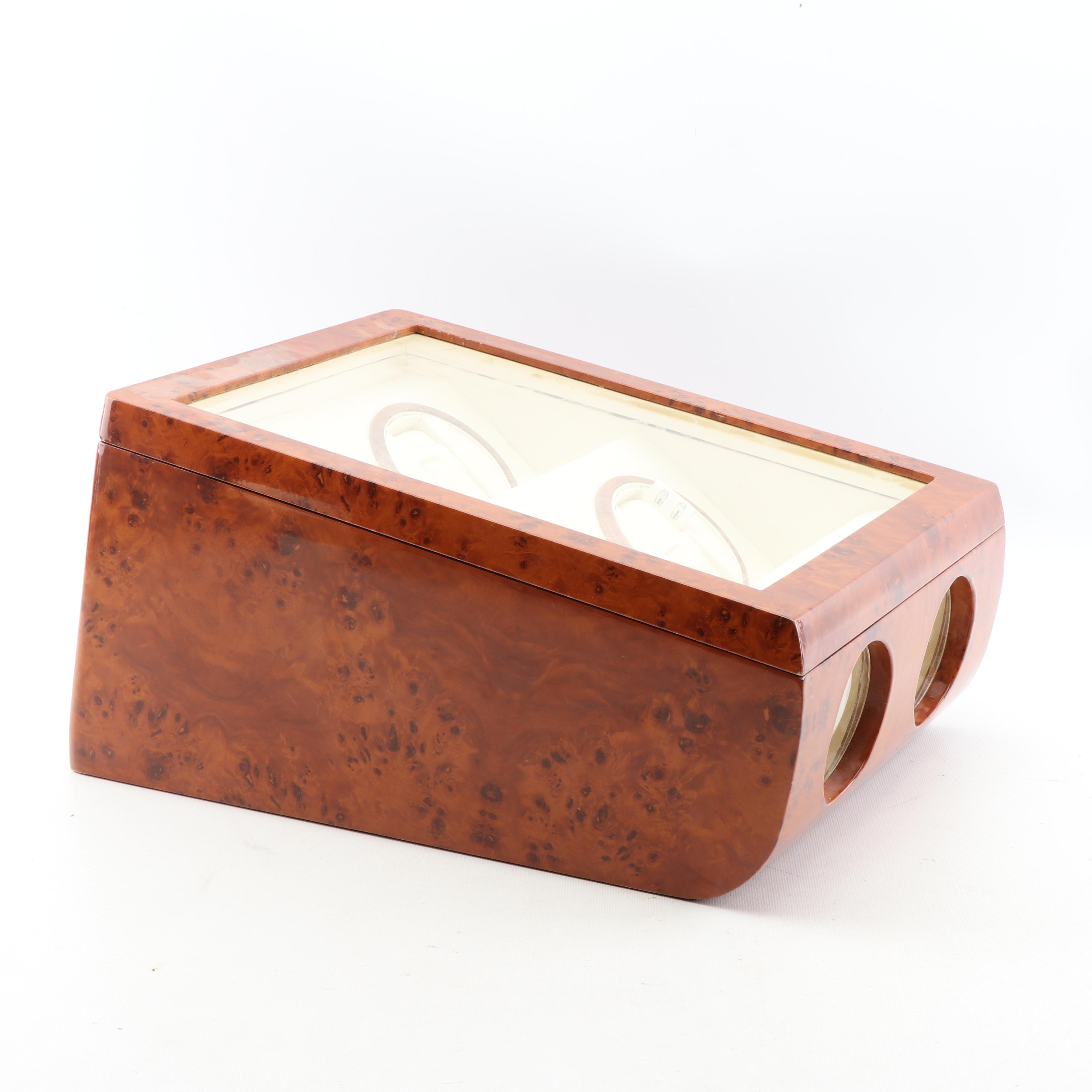 Steinhausen Executive Collection Burl Wood Quad Watch Winder Display