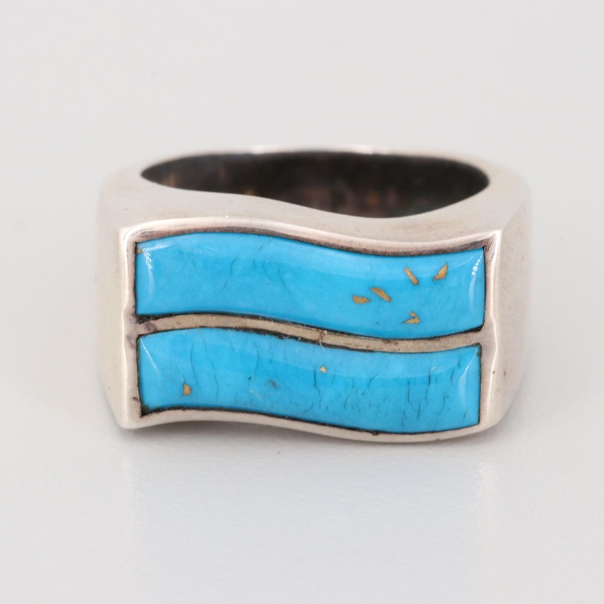 Sterling Silver Imitation Turquoise Ring