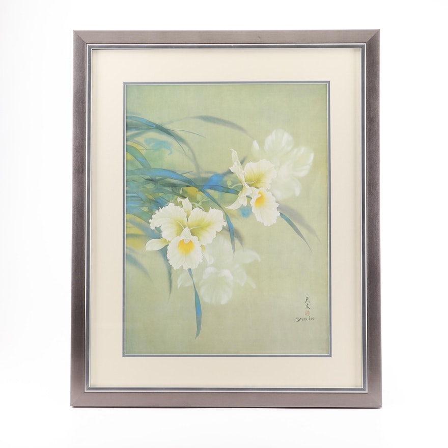 Offset Lithograph after David Lee "White Orchid"
