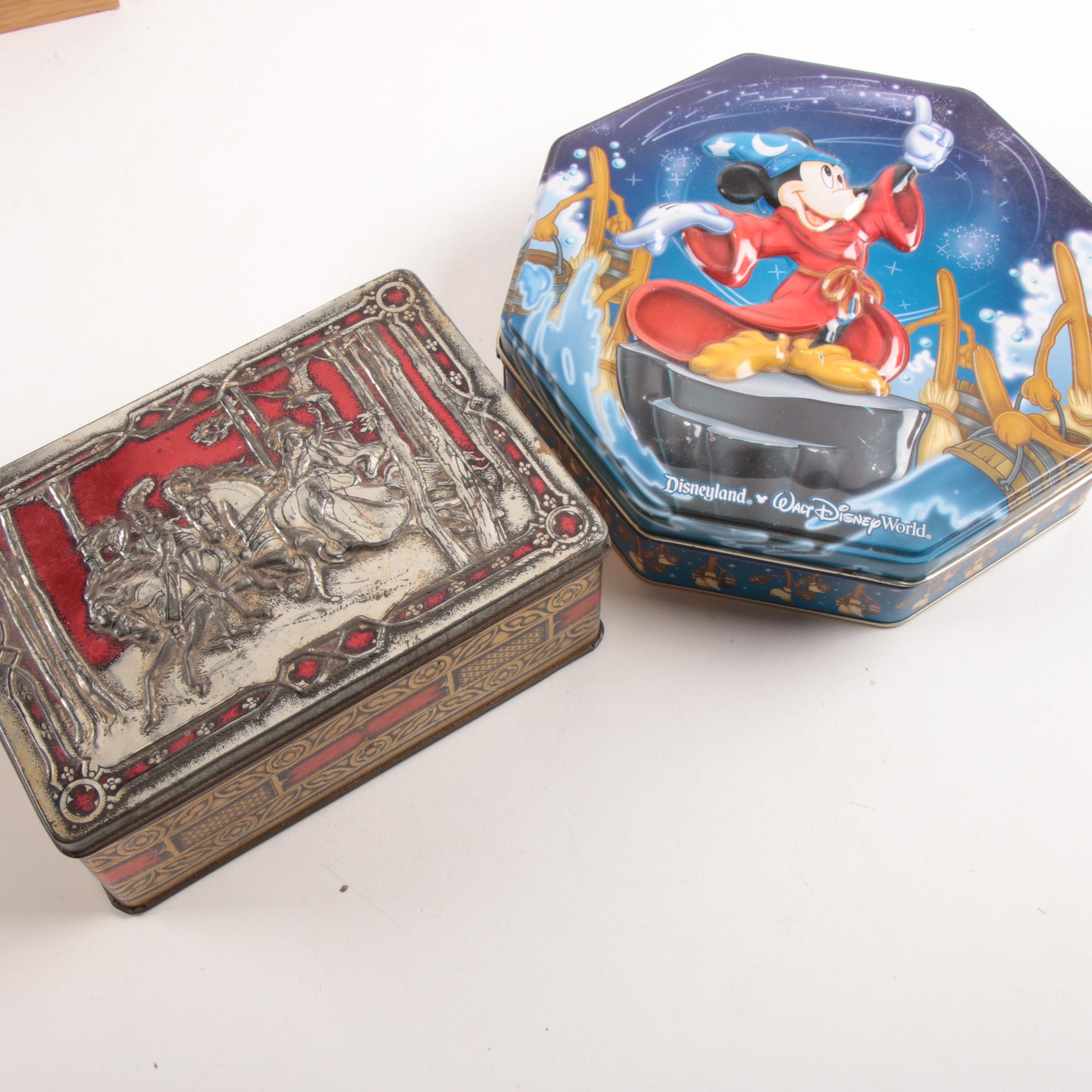 Selection of Cigar Boxes and Decorative Tin Boxes with Mineral Specimens