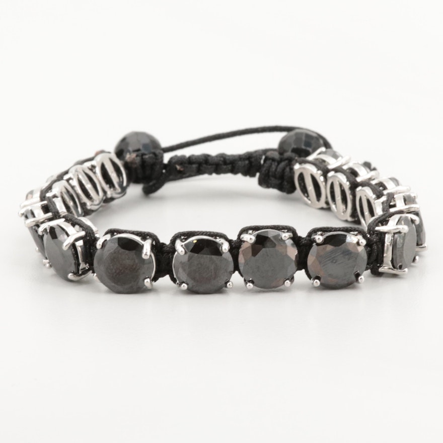 Silver Tone Obsidian Bracelet
