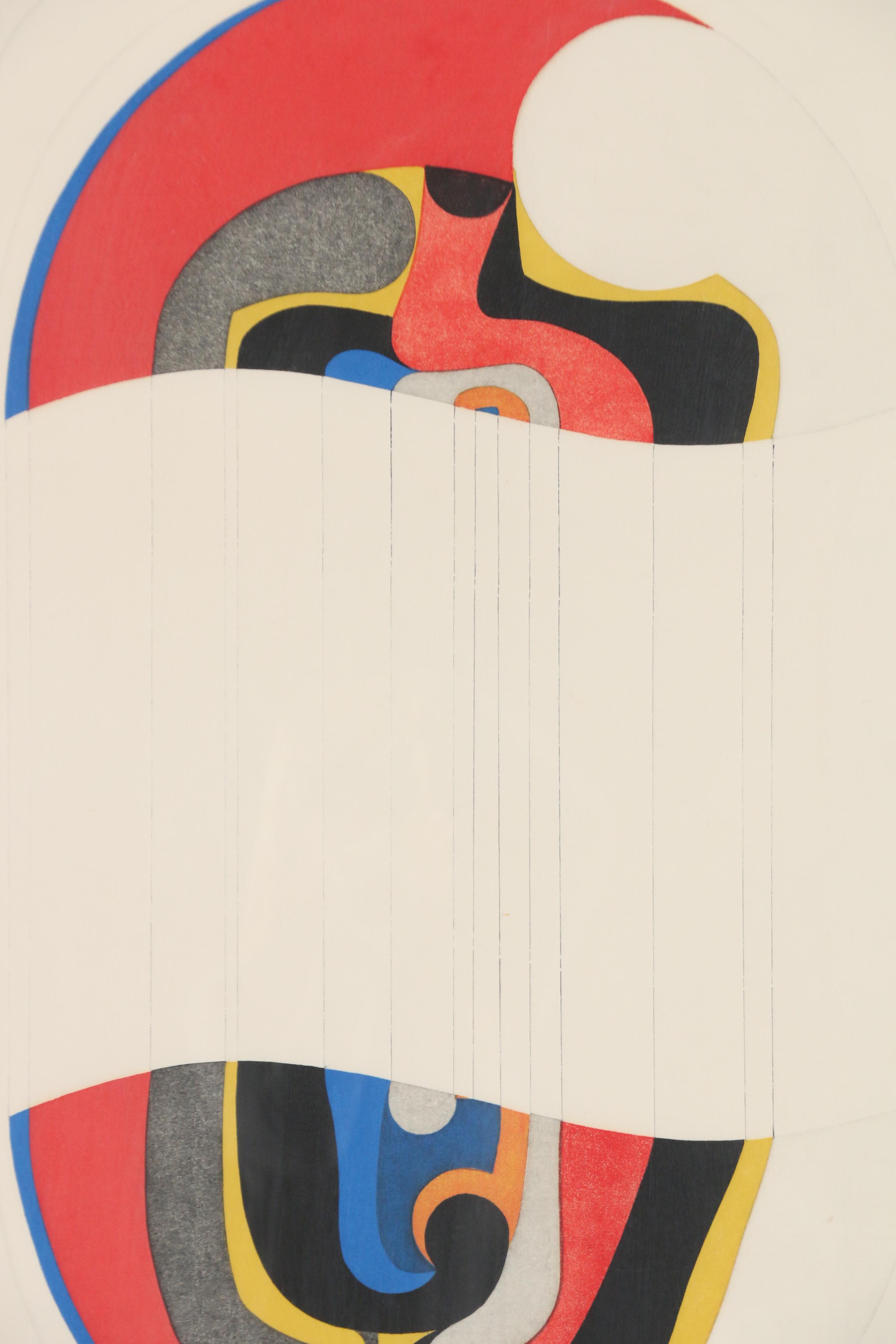 Kazumi Amano 1967 Woodblock "Fabrication (Severance) A"