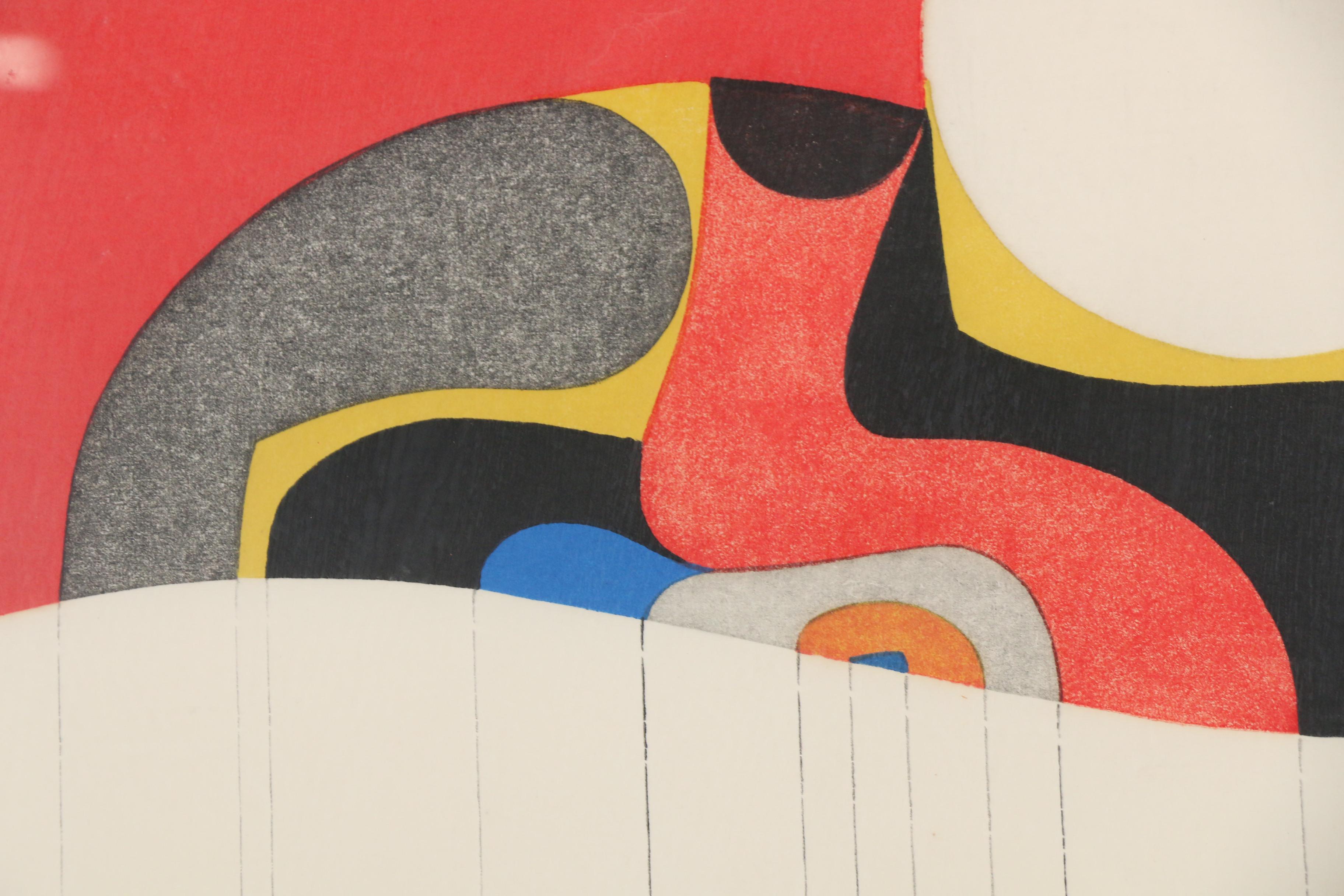 Kazumi Amano 1967 Woodblock "Fabrication (Severance) A"