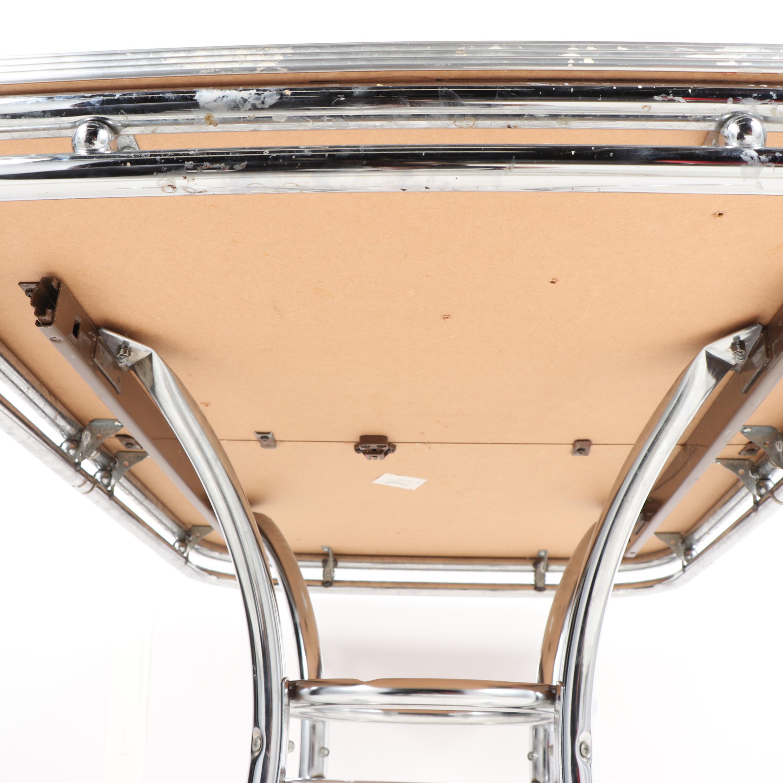 Mid Century Modern Melamine Resin and Chrome Kitchen Table, 20th Century