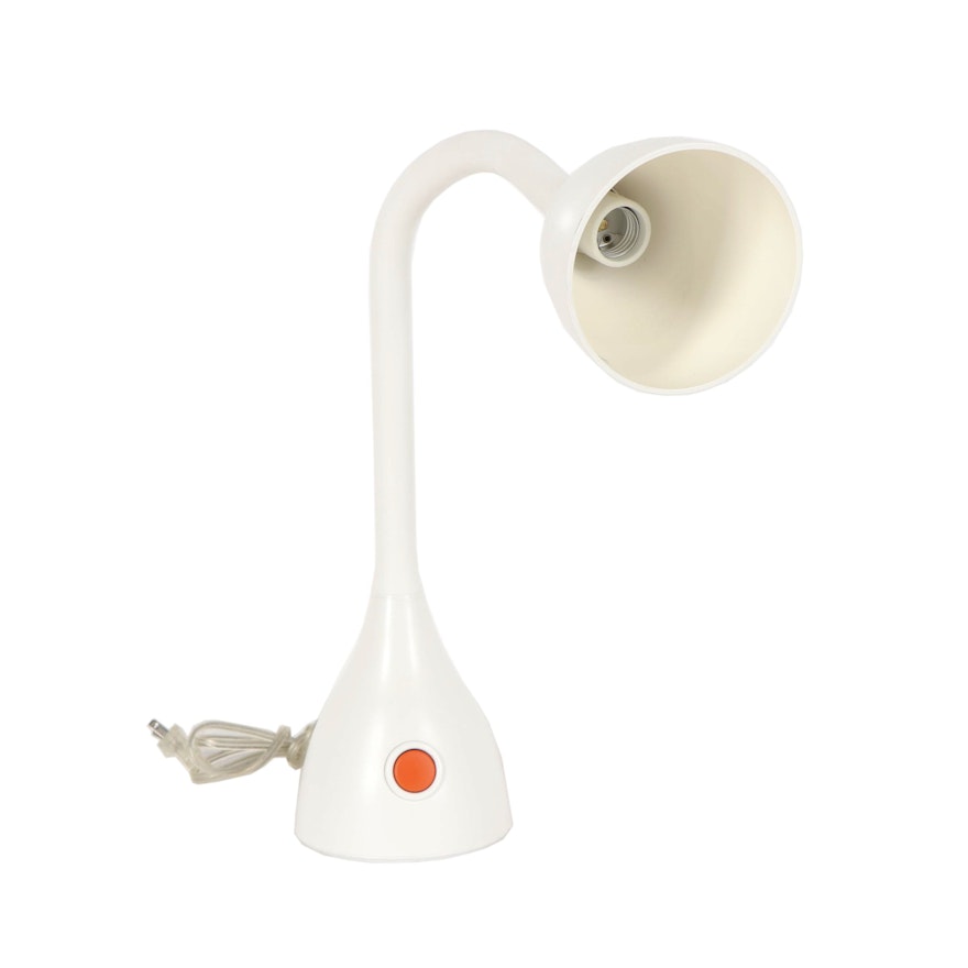 Michael Graves White Plastic Gooseneck Desk Lamp, 21st Century