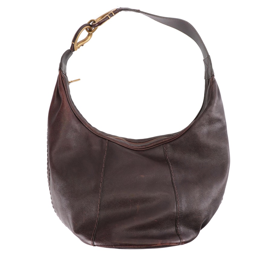 Etro Milano Brown Leather Hobo Bag, Made in Italy