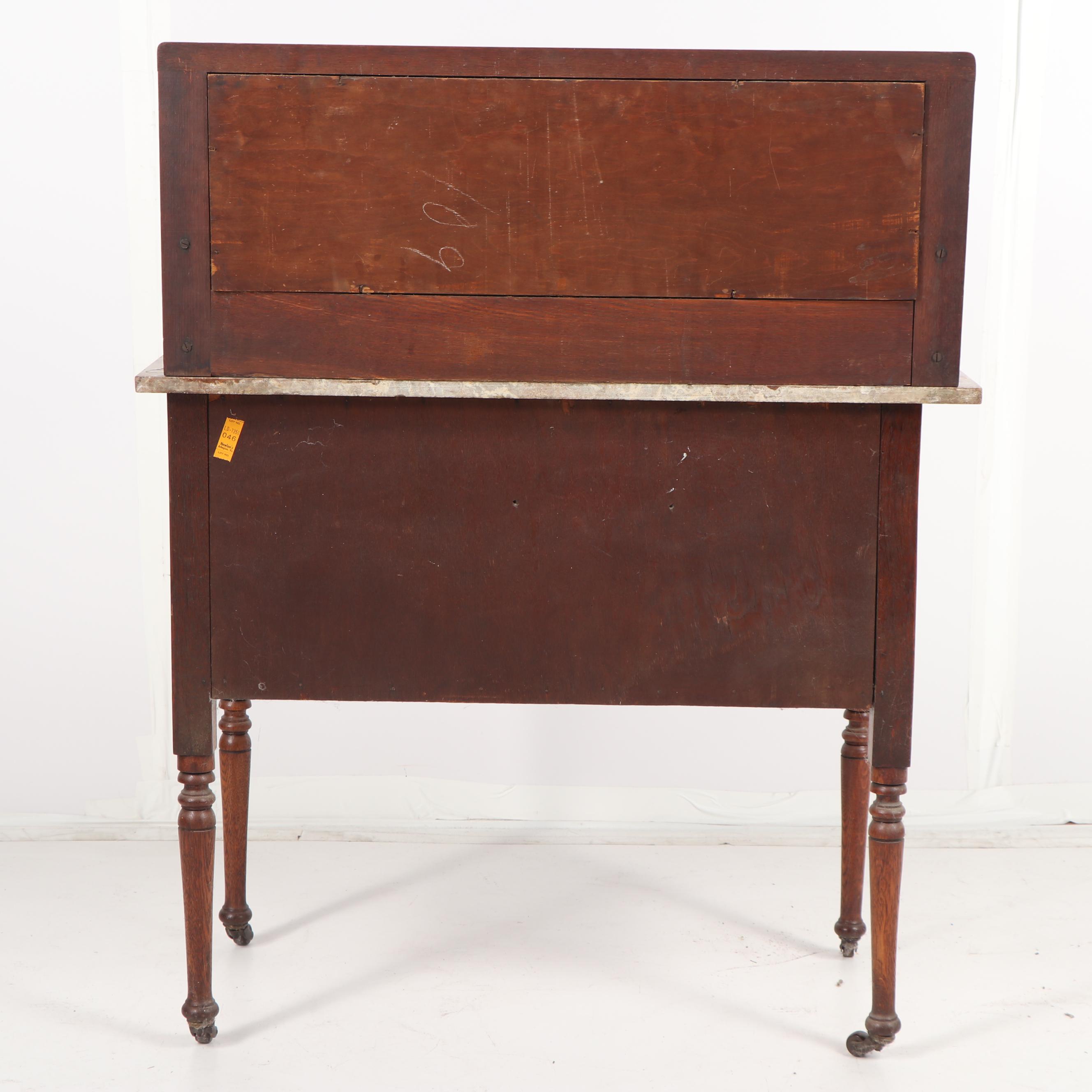 Late Victorian Oak Wash Stand with Tiled Backsplash, 19th/20th Century