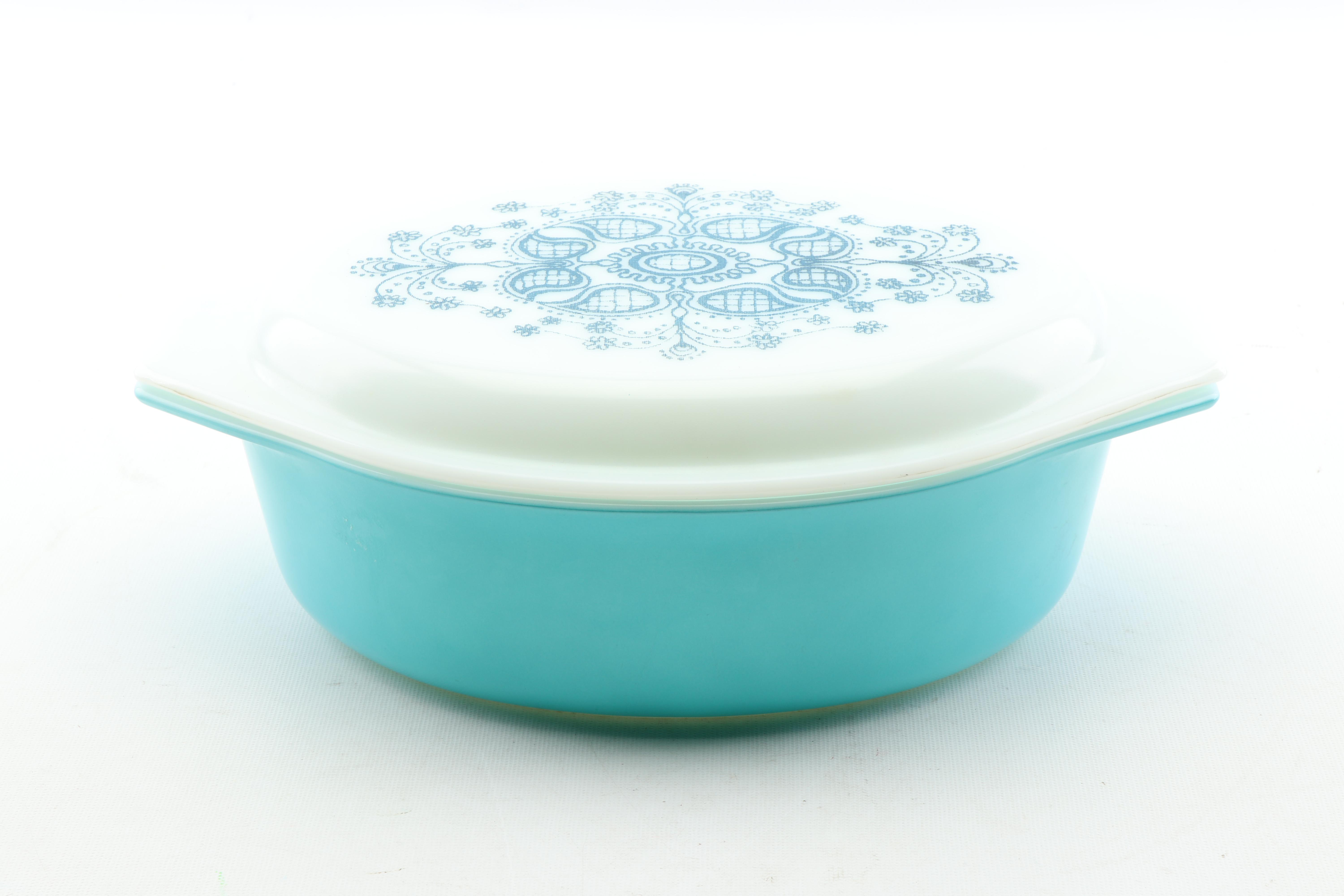 Vintage Pyrex "Butterprint" Mixing Bowls and Georges Briard Casserole Dish