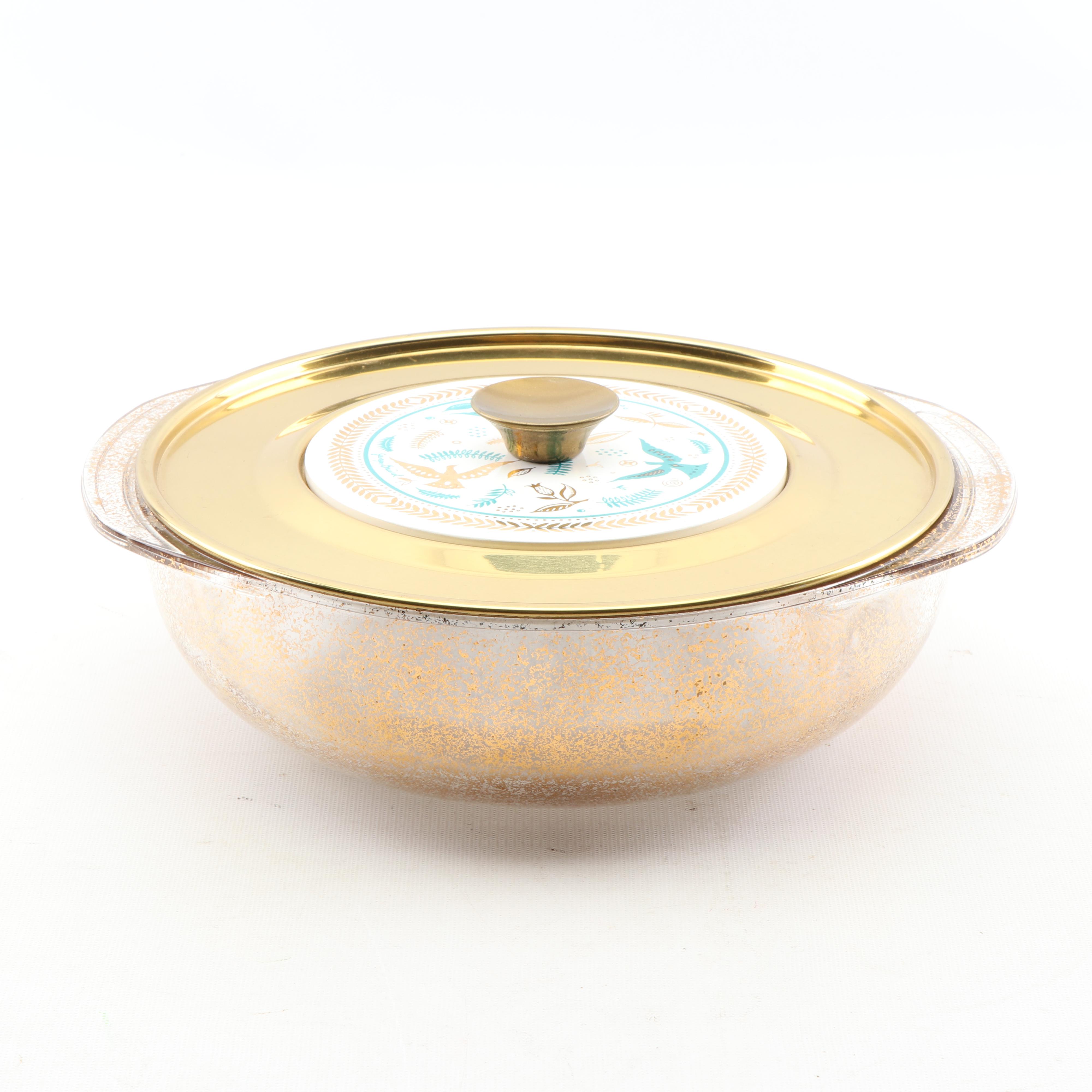 Vintage Pyrex "Butterprint" Mixing Bowls and Georges Briard Casserole Dish