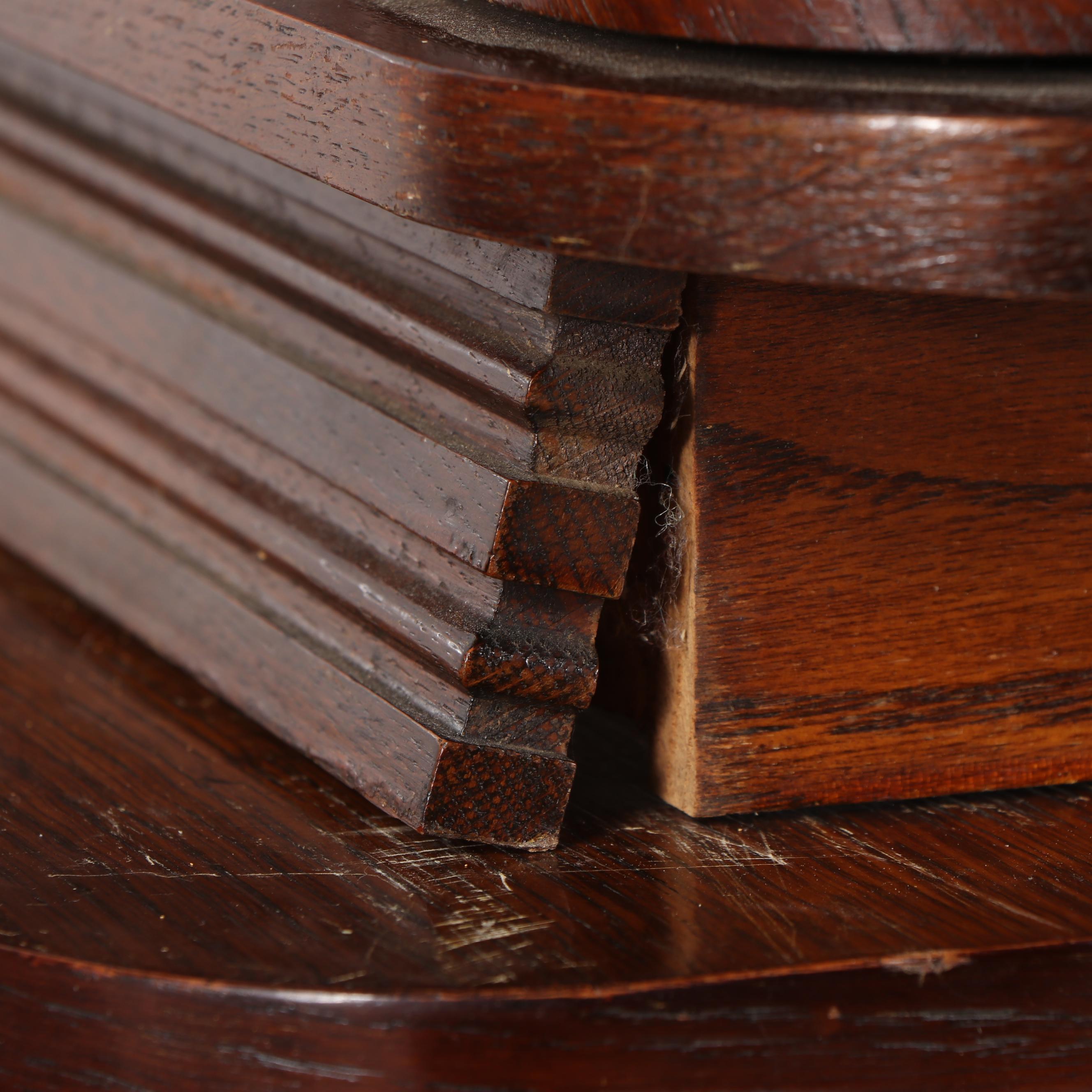 Late Victorian Style Oak Starburst Veneer China Cabinet with Mirror, 20th Cent.