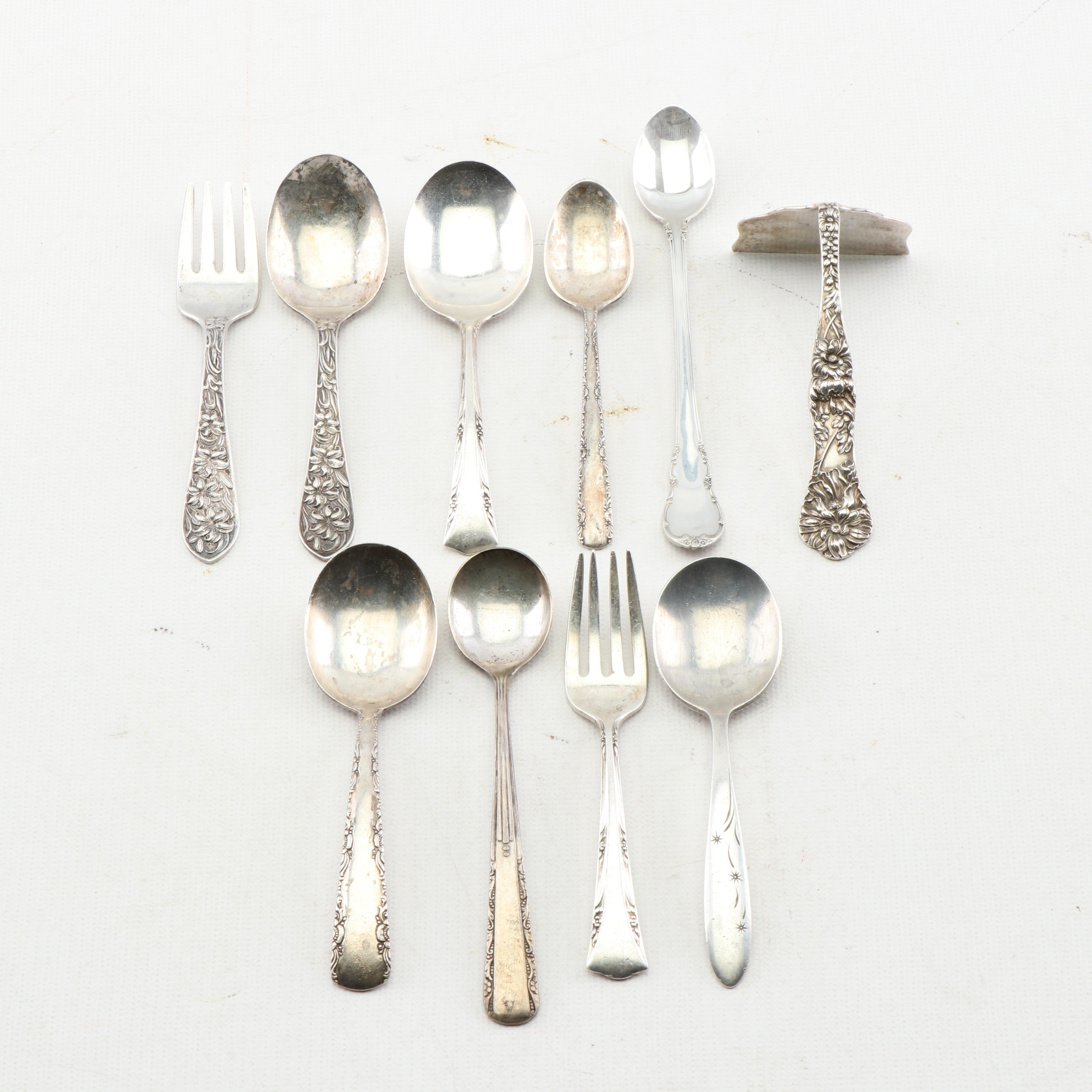 Sterling Silver Baby Flatware with Sterling Food Pusher