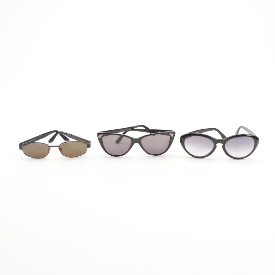 Circa 1990s Giorgio Armani, Calvin Klein and Fiorucci Sunglasses with Cases