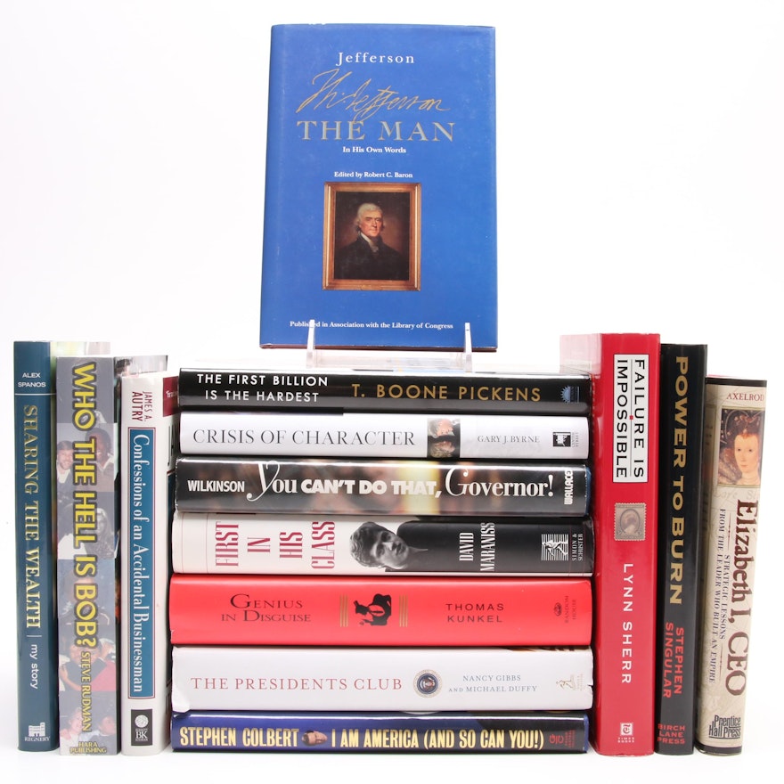 Biography Book Collection including First Edition "Sharing the Wealth"
