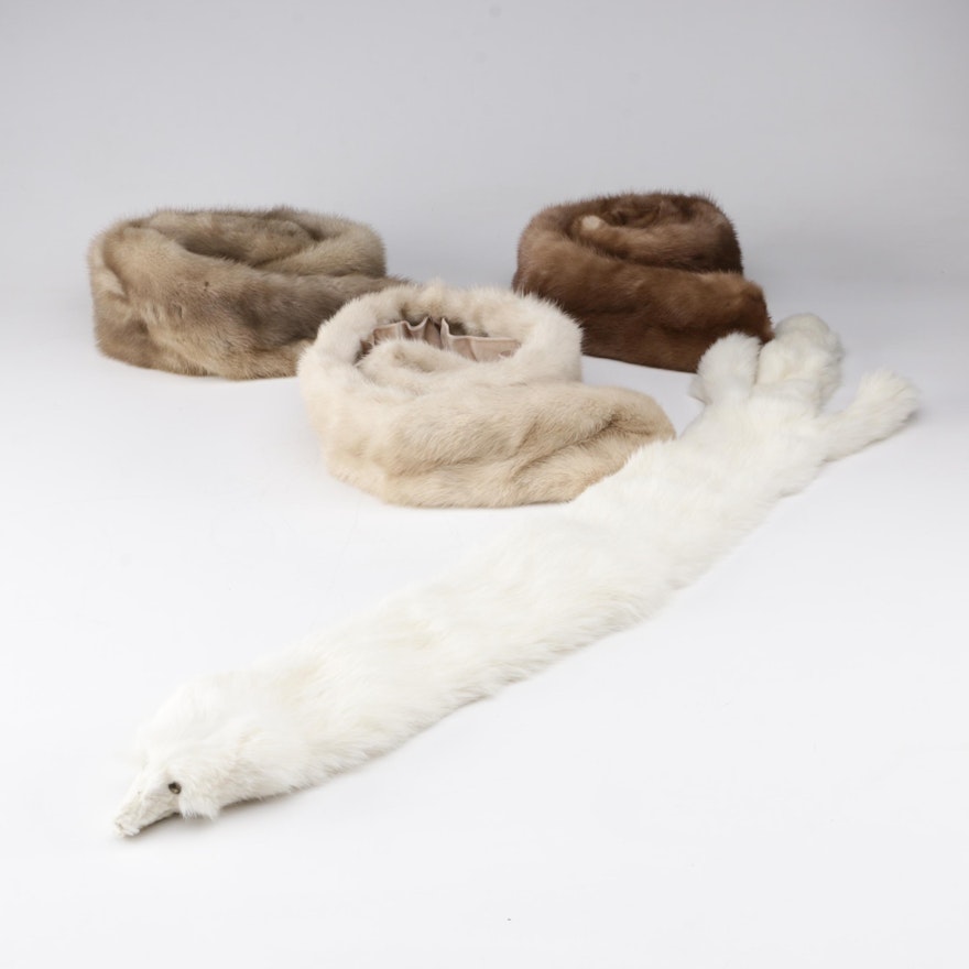 Women's Vintage Mink Fur and Ermine Fur Collars and Stoles